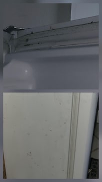 refrigerator filthy outside and inside.
