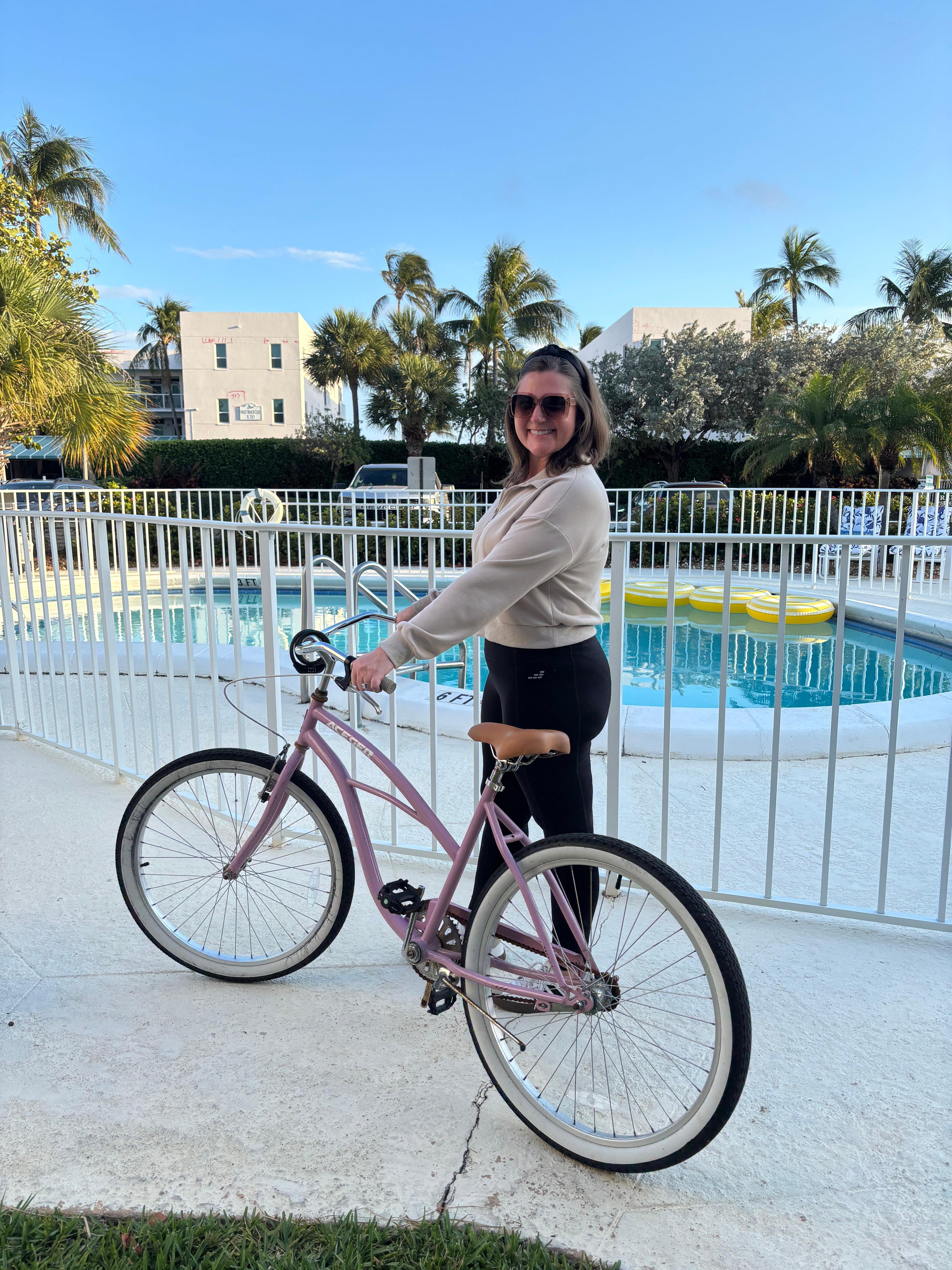 Bikes free to use. We went all over Singer Island and did not need a car