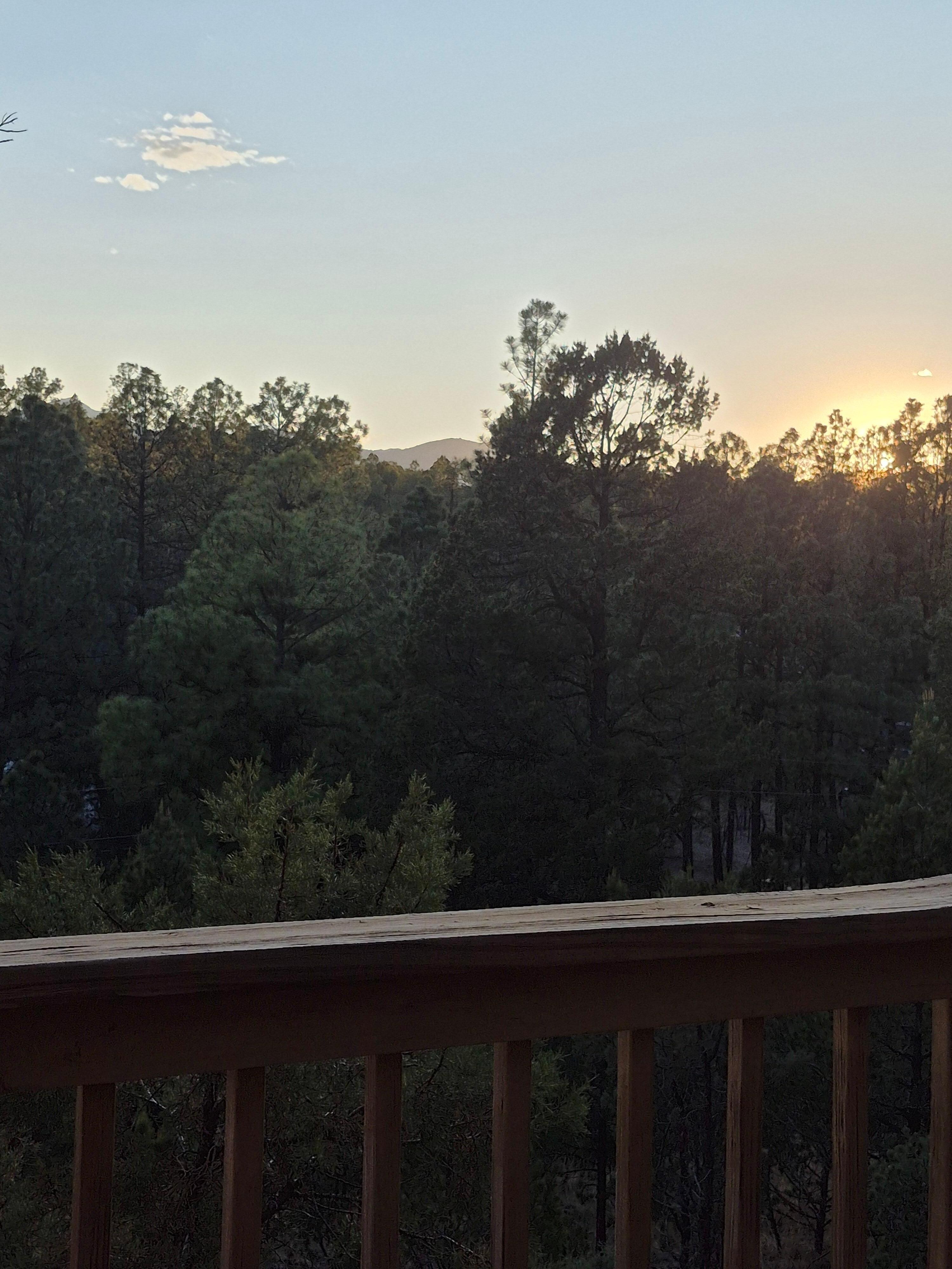 Sunset view from pergola. 
