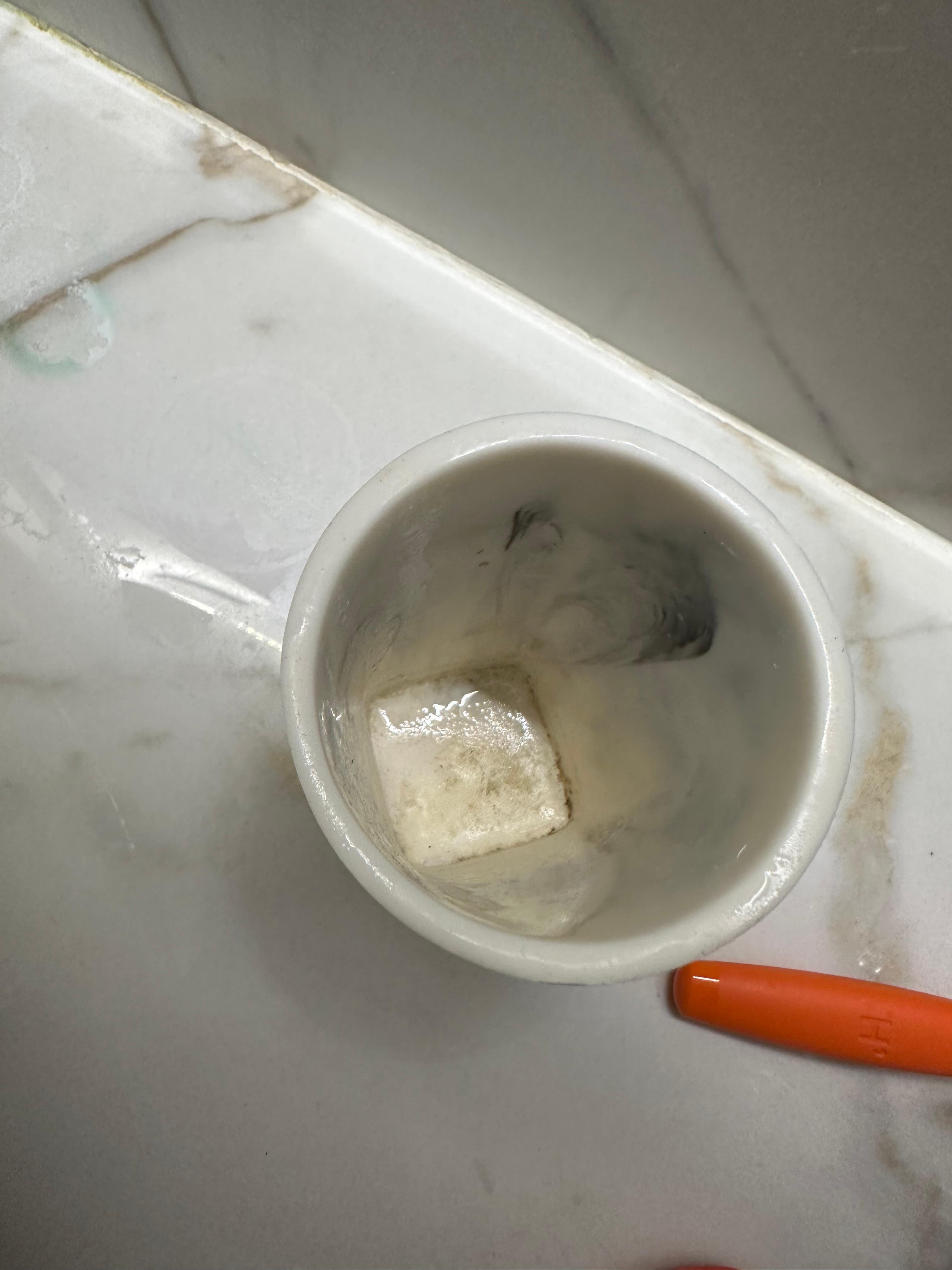 Inside of the cup for use in the bathroom