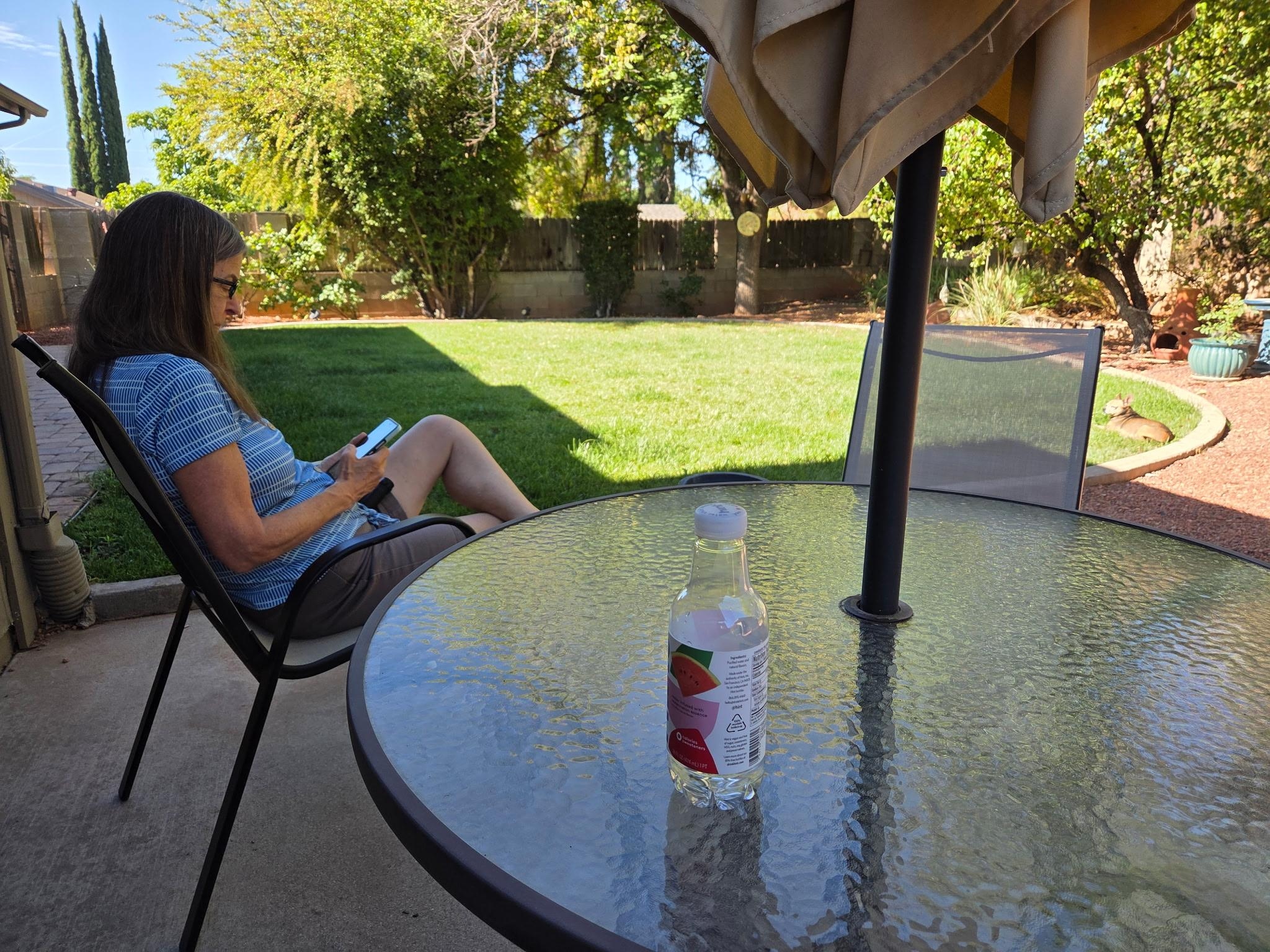 The backyard is a quiet oasis for whatever you need recharging from.