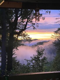 Fog rolling through after it rained.