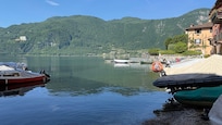 The dock /view lake Lugano from the village