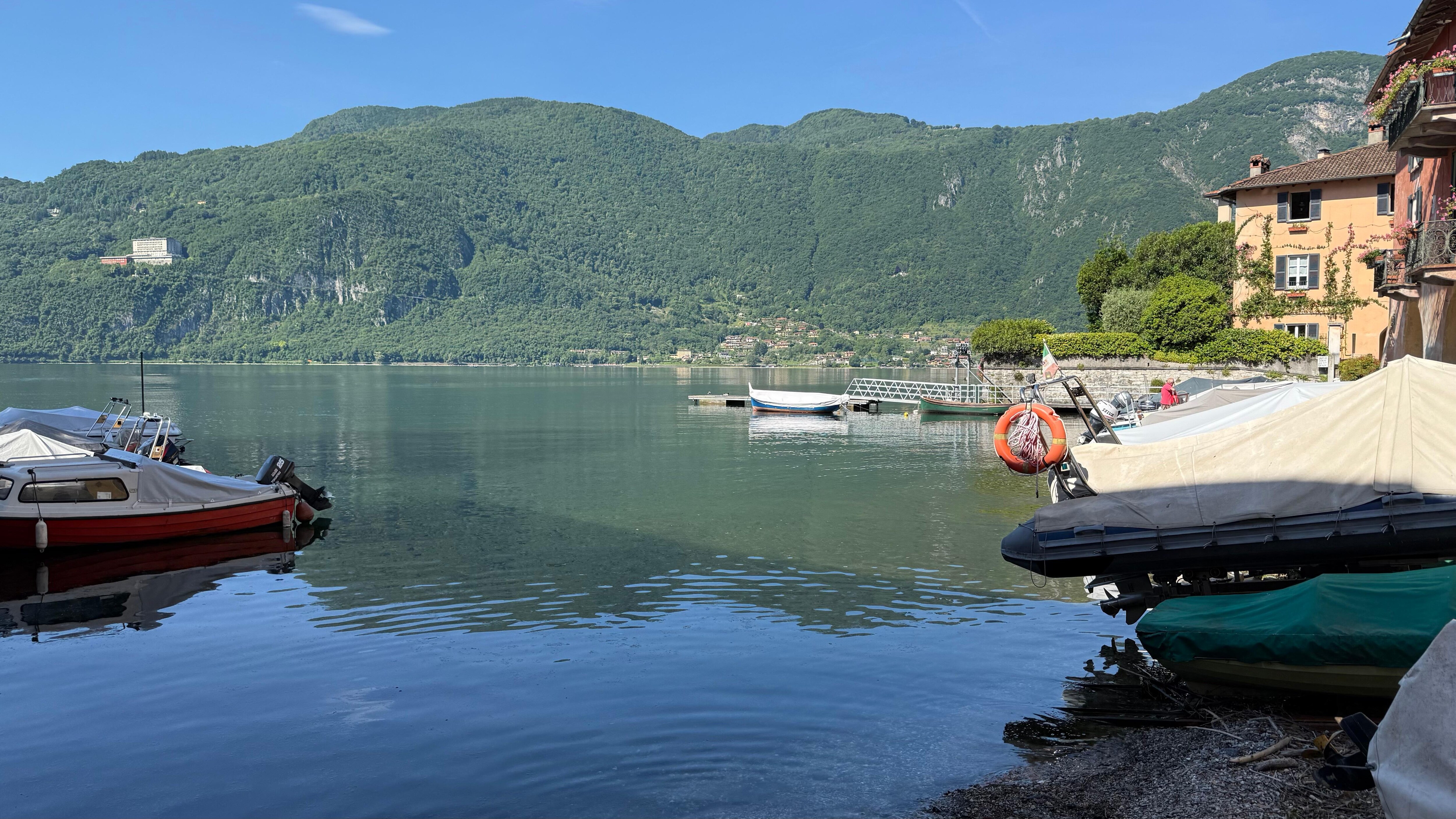 The dock /view lake Lugano from the village