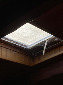 Toiles d'araignée sur le velux du salon