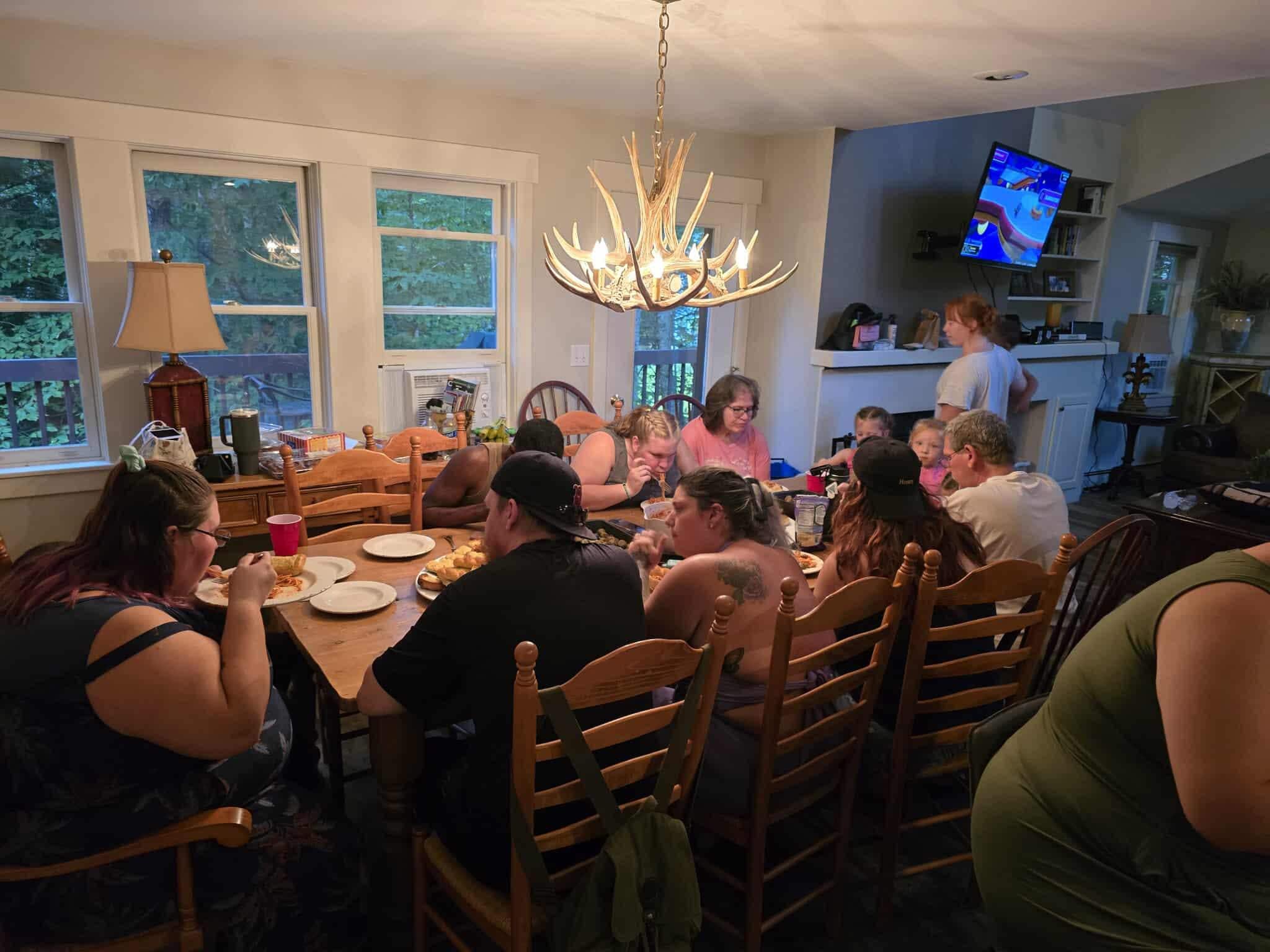 Family dinner with games