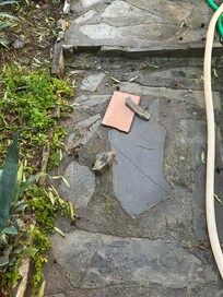 brüchige Kanten am Zuweg zum Zimmer