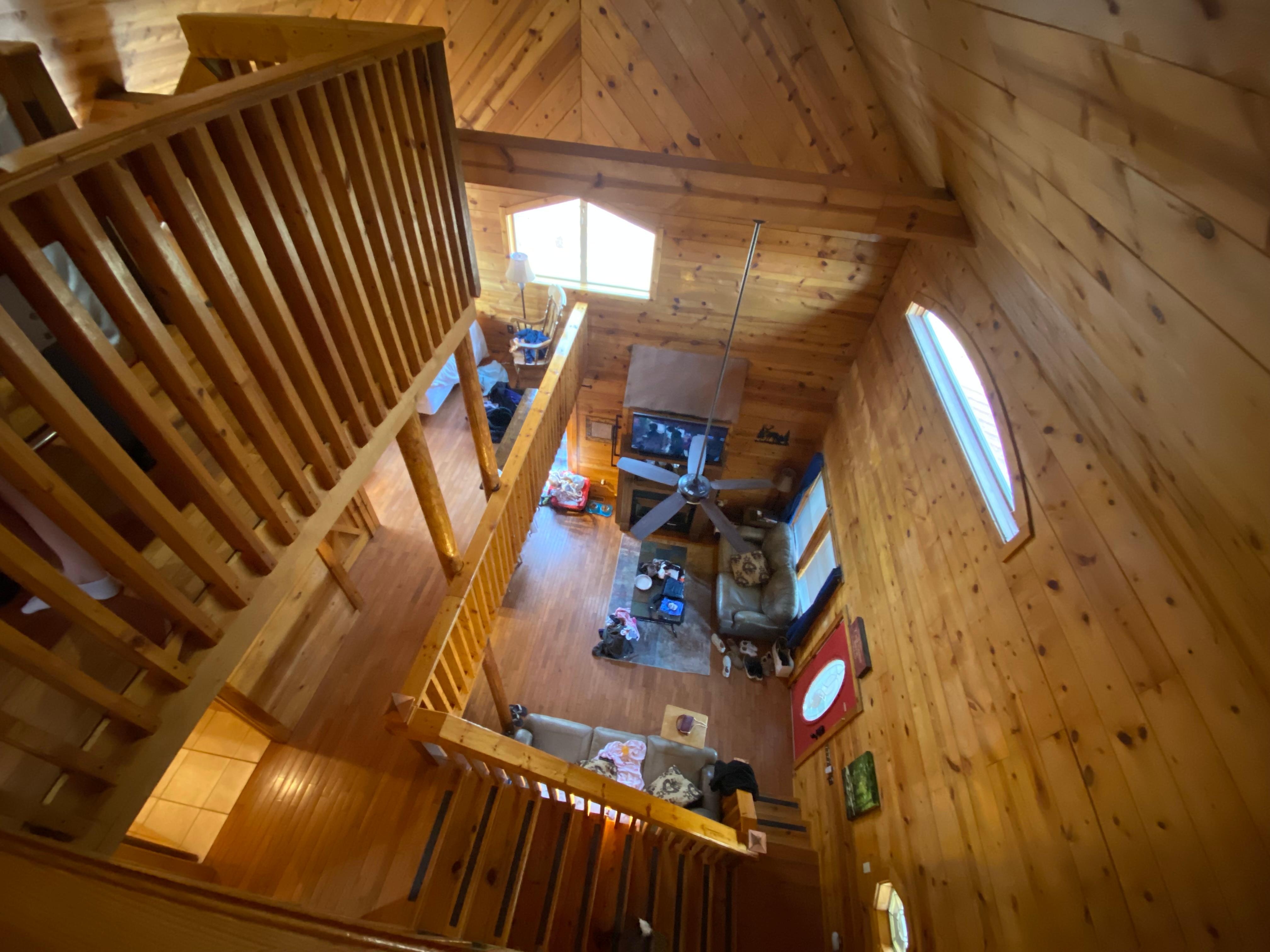 Lookin down from the game room.