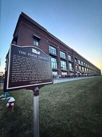 The building at sunset