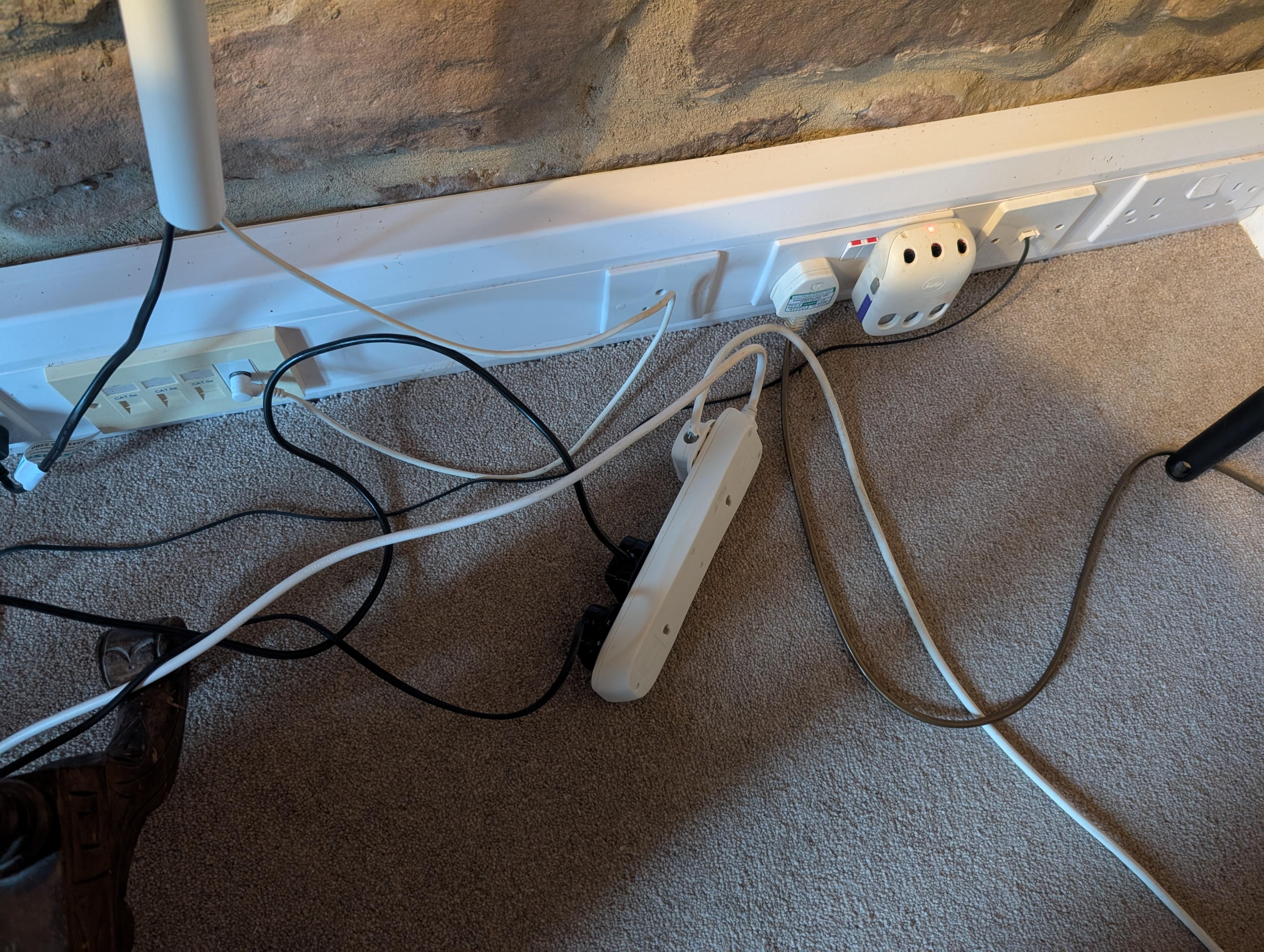 Scary electrics with bare wires and four gang sockets. Really? In a hotel which boasts such pristine conditions? There were so many electric switches which didn't seem to do anything. 