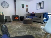 Noel and Molly enjoying the fire