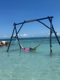 Hammock in the ocean water