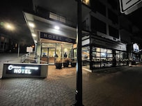 The view outside at night.