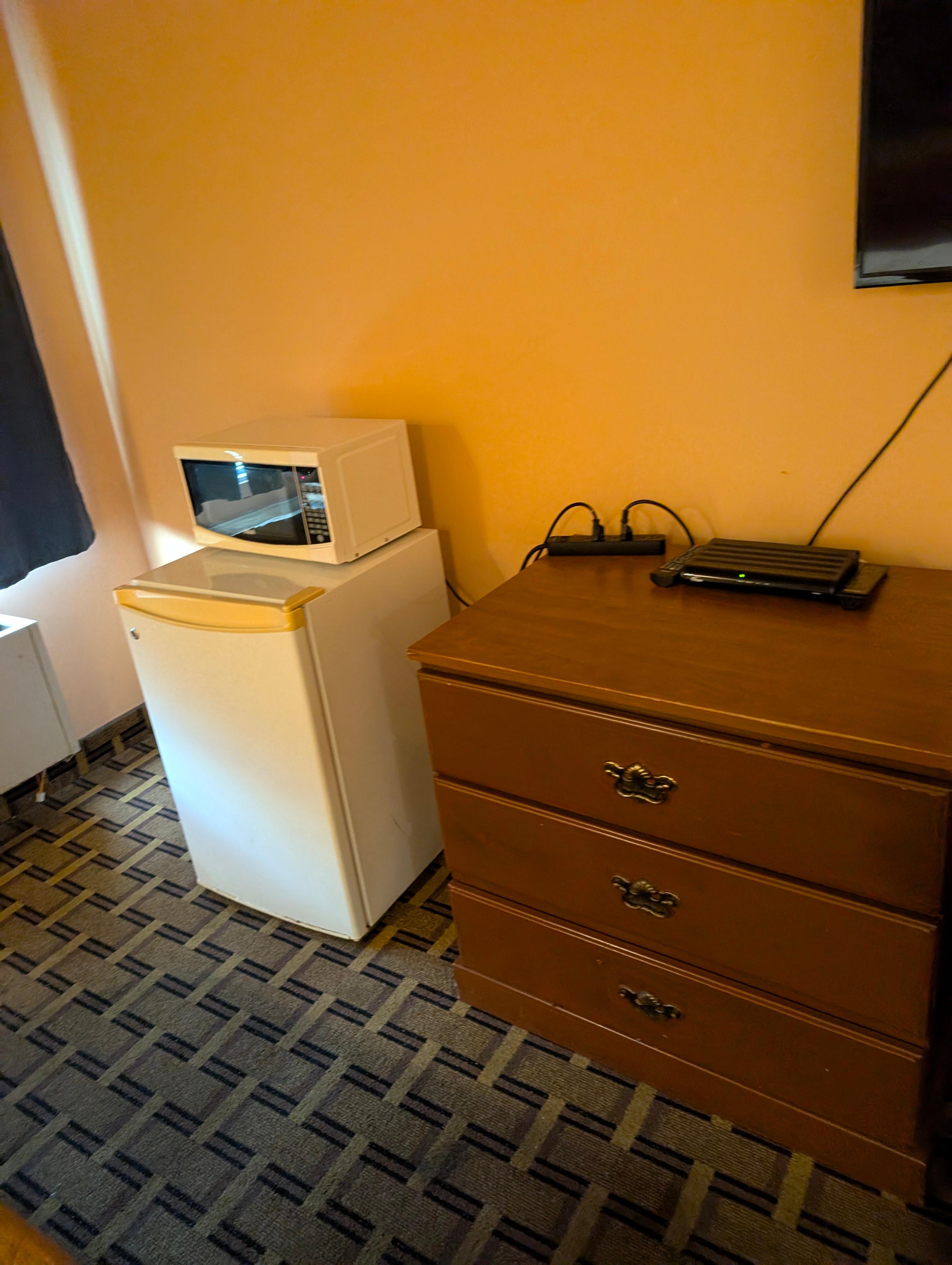 Microwave and fridge came handy