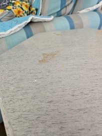 Sticky mess on living room end table