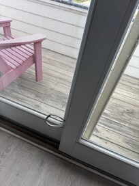 This is how the sliding glass door was when we got there and struggled to get it to shut and seal properly