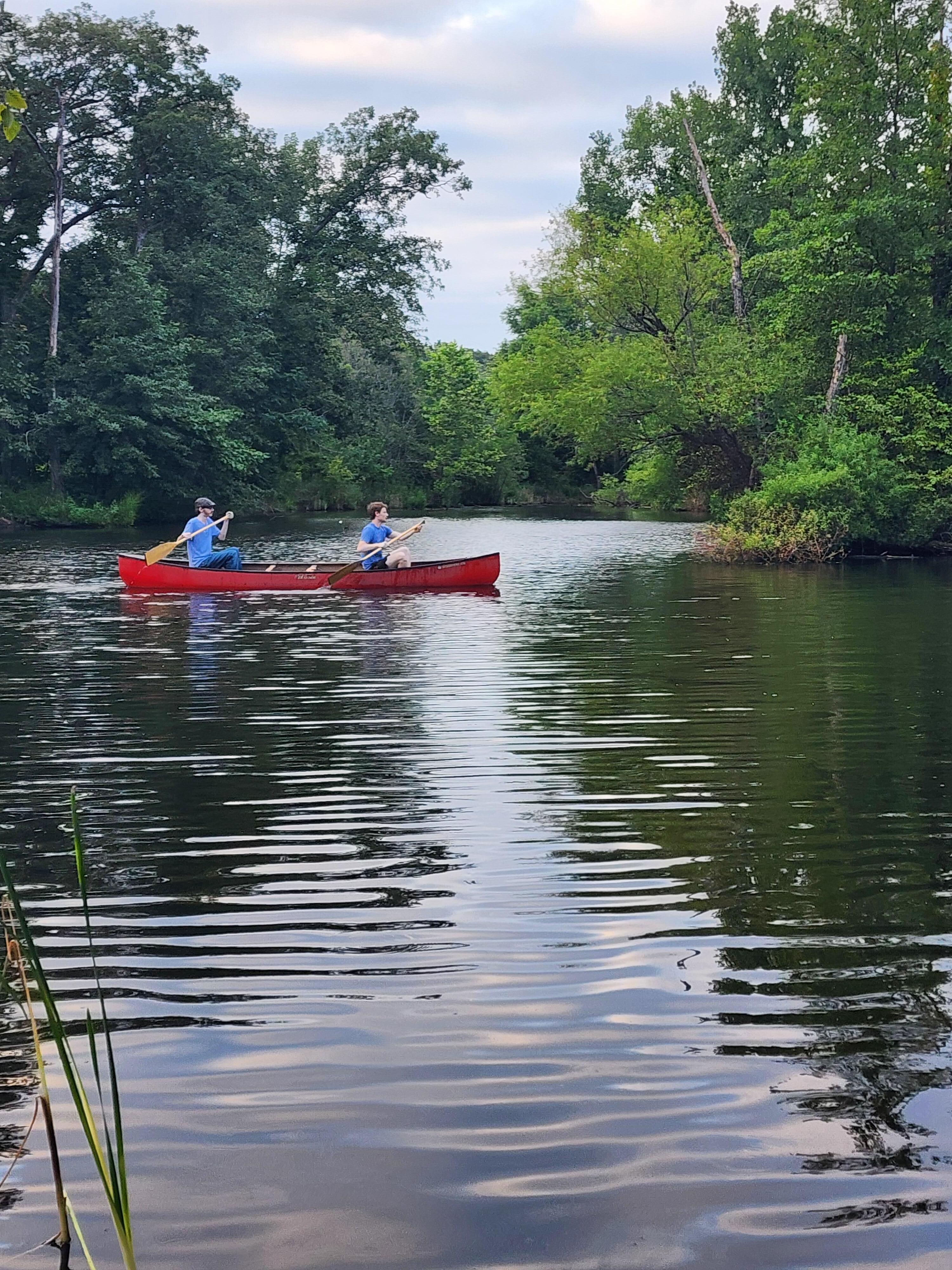 Relaxation in the provided canoes.