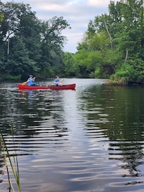 Relaxation in the provided canoes.
