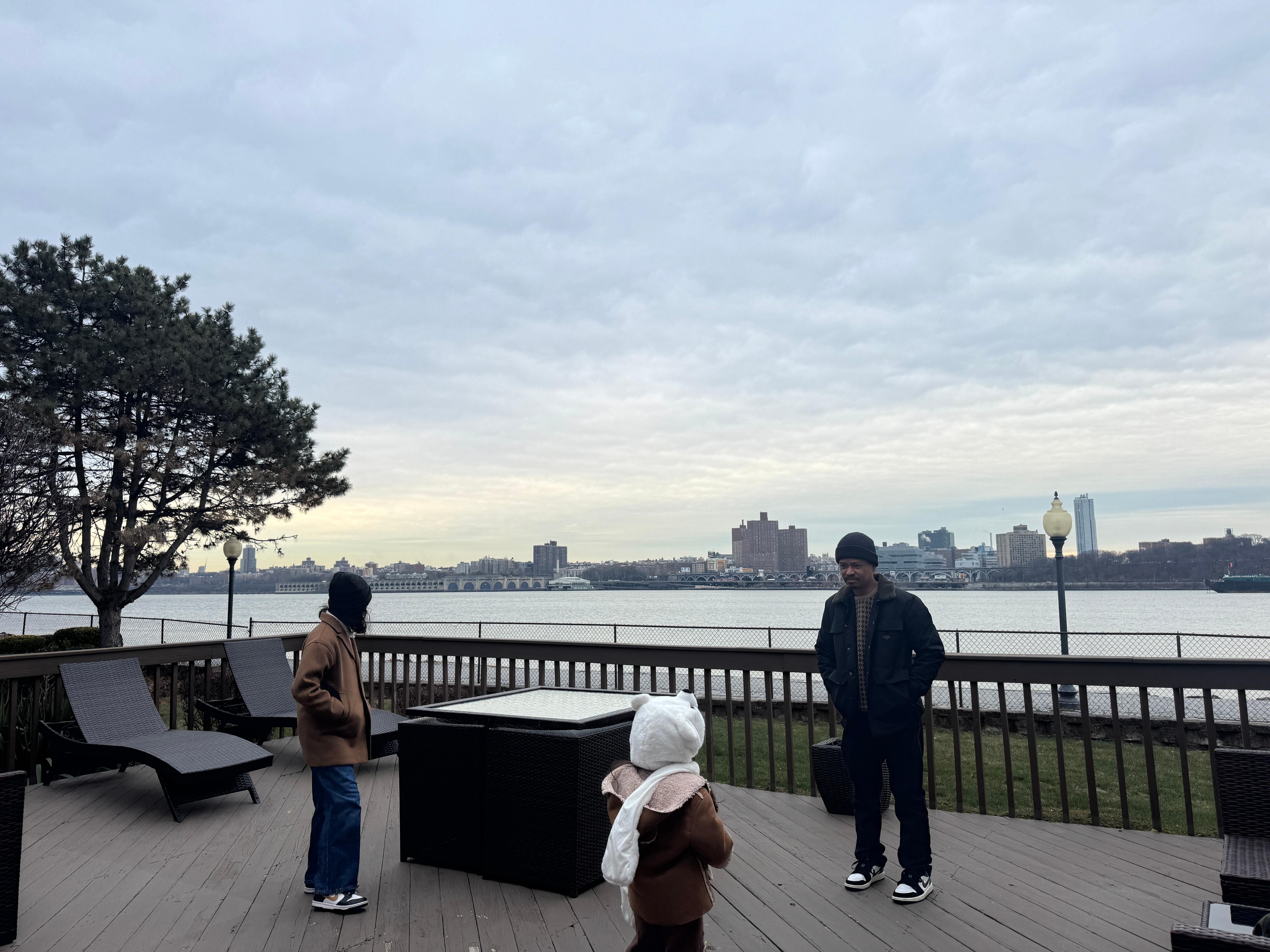 This was their deck. Nice area to stay outdoors, read a book. It was snowing when we were there and the deck was covered with snow. My daughter enjoyed so much. 