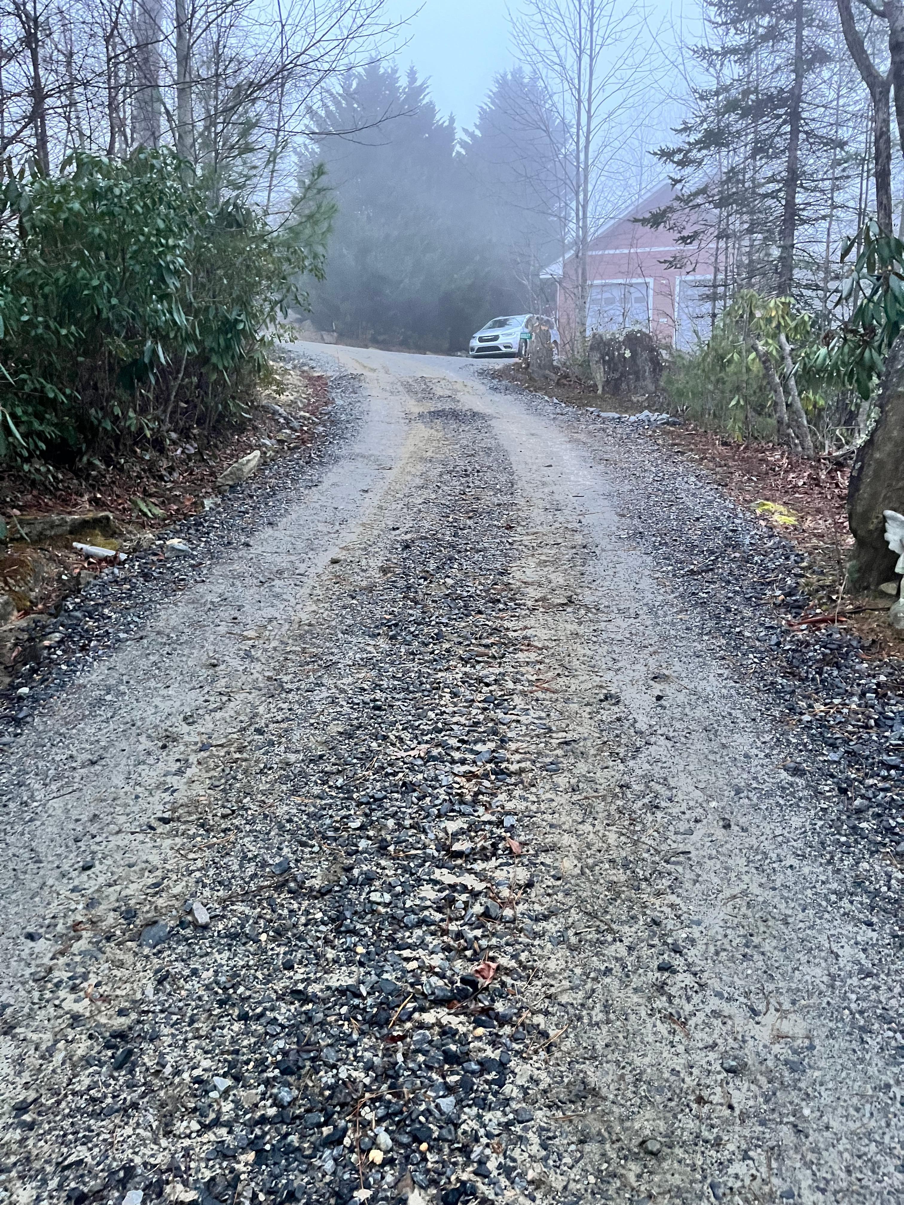 Steep road up to cabin.