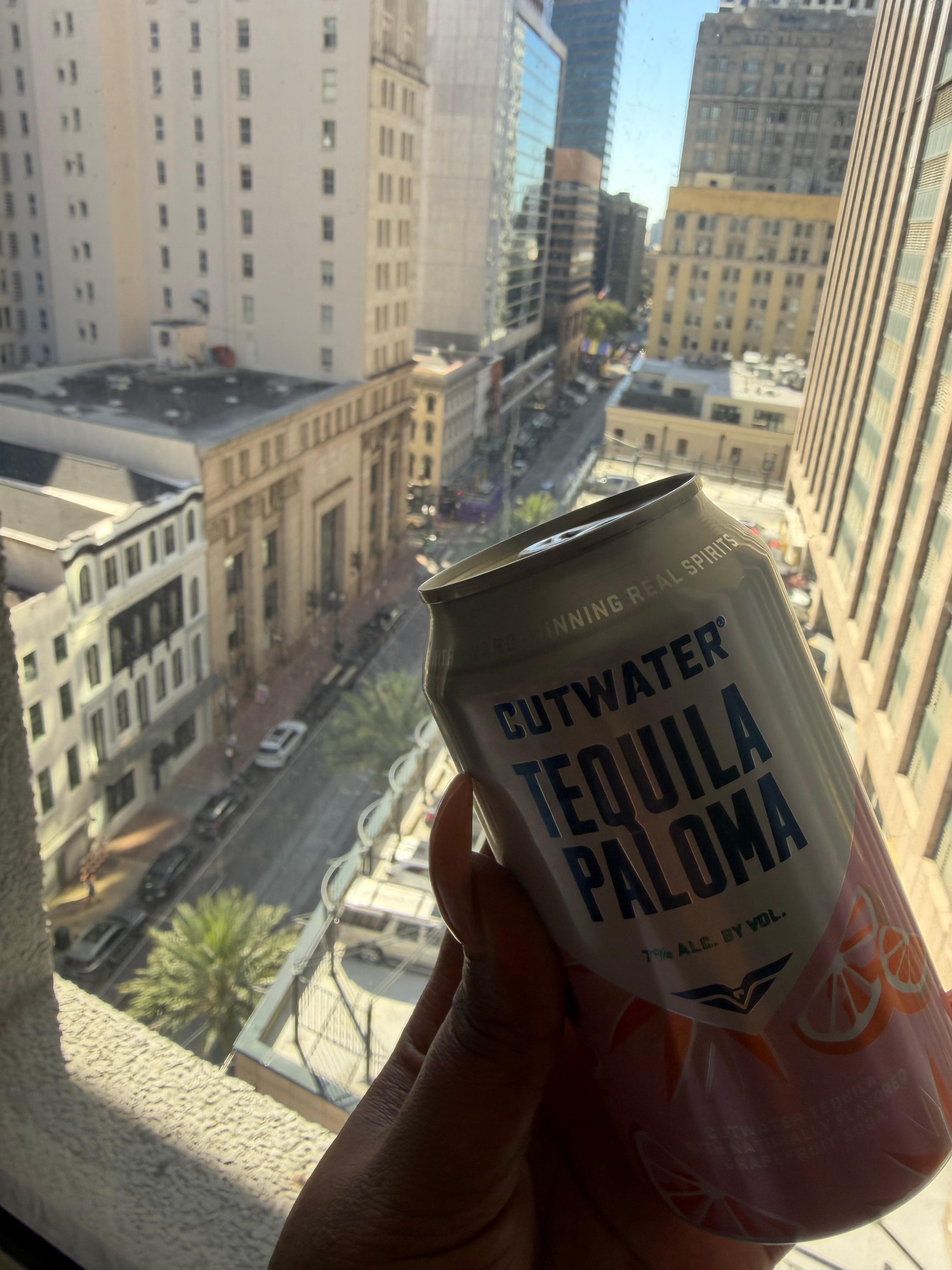 They have a full bar downstairs. Our room came with a complimentary drink- this was my choice. Look at the view!