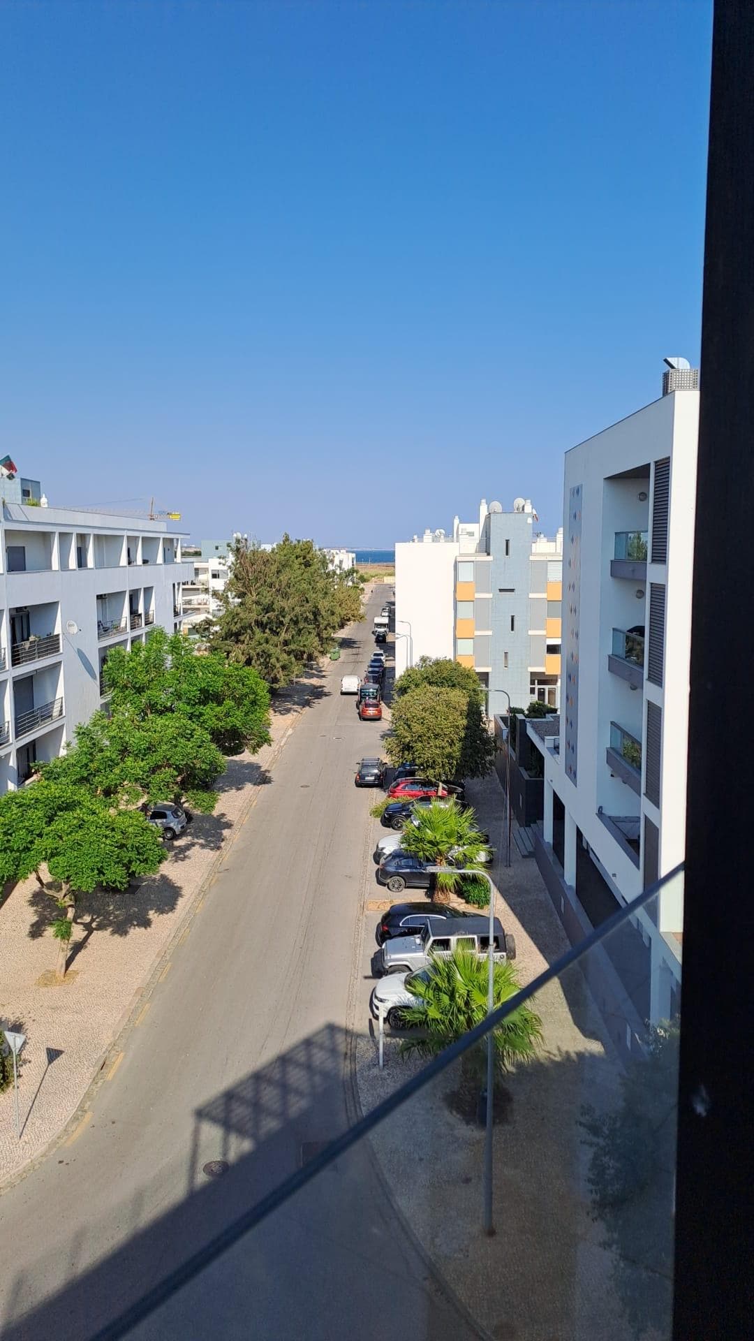 View from balcony towards beach.