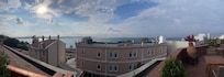 View of the bay from the hotel rooftop terrace restaurant