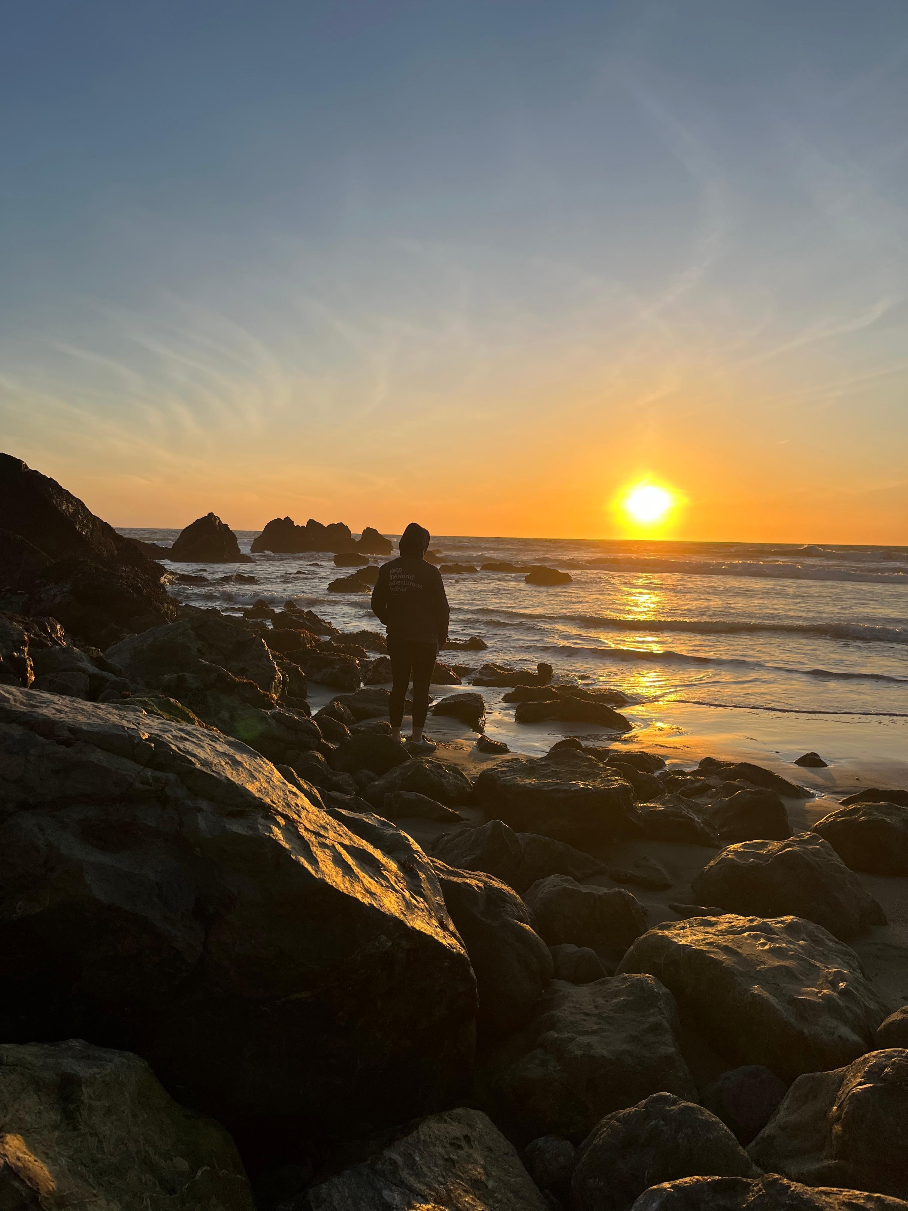 Sunset at the beach below