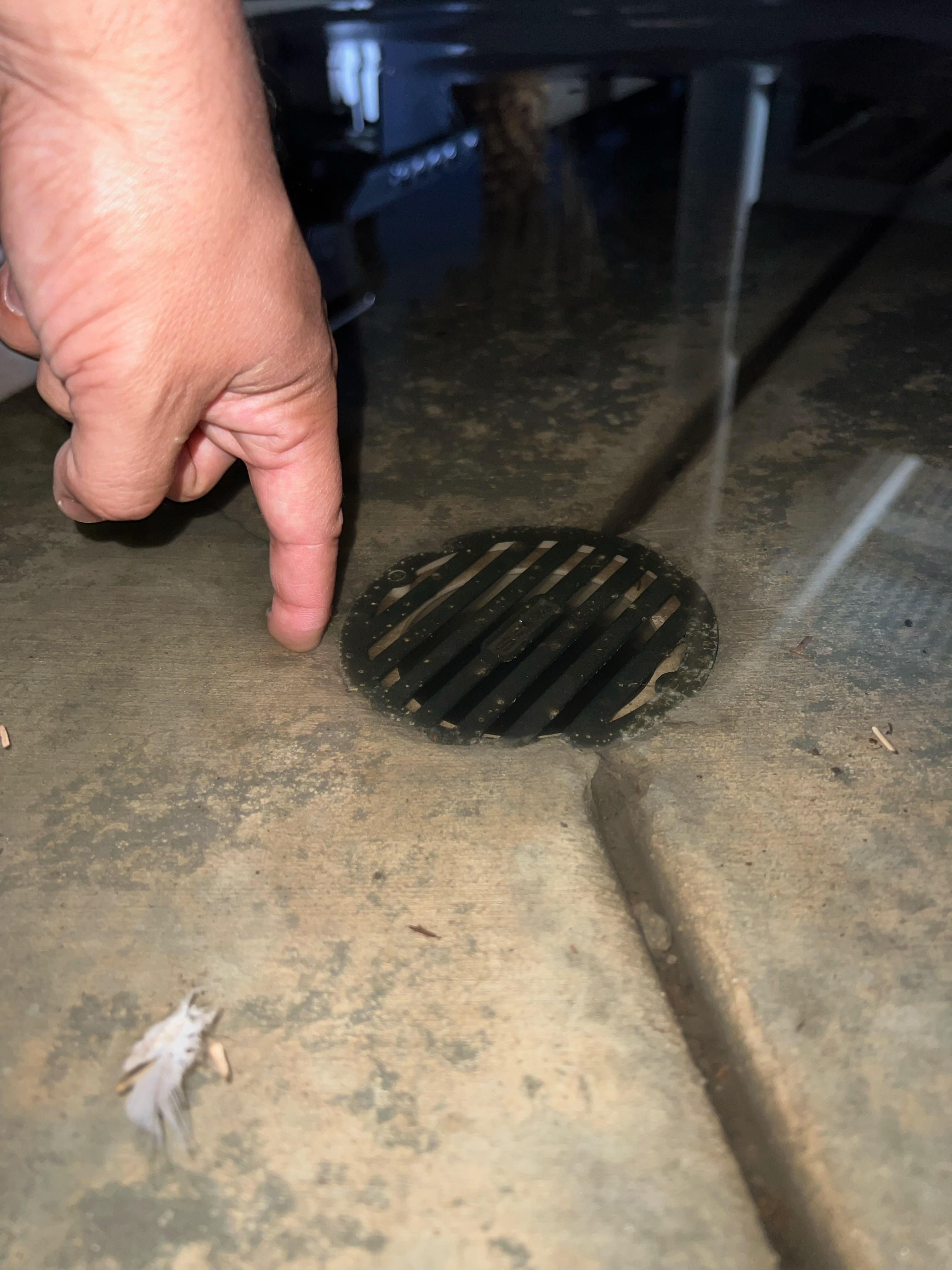 How deep puddle of water is from it not draining 