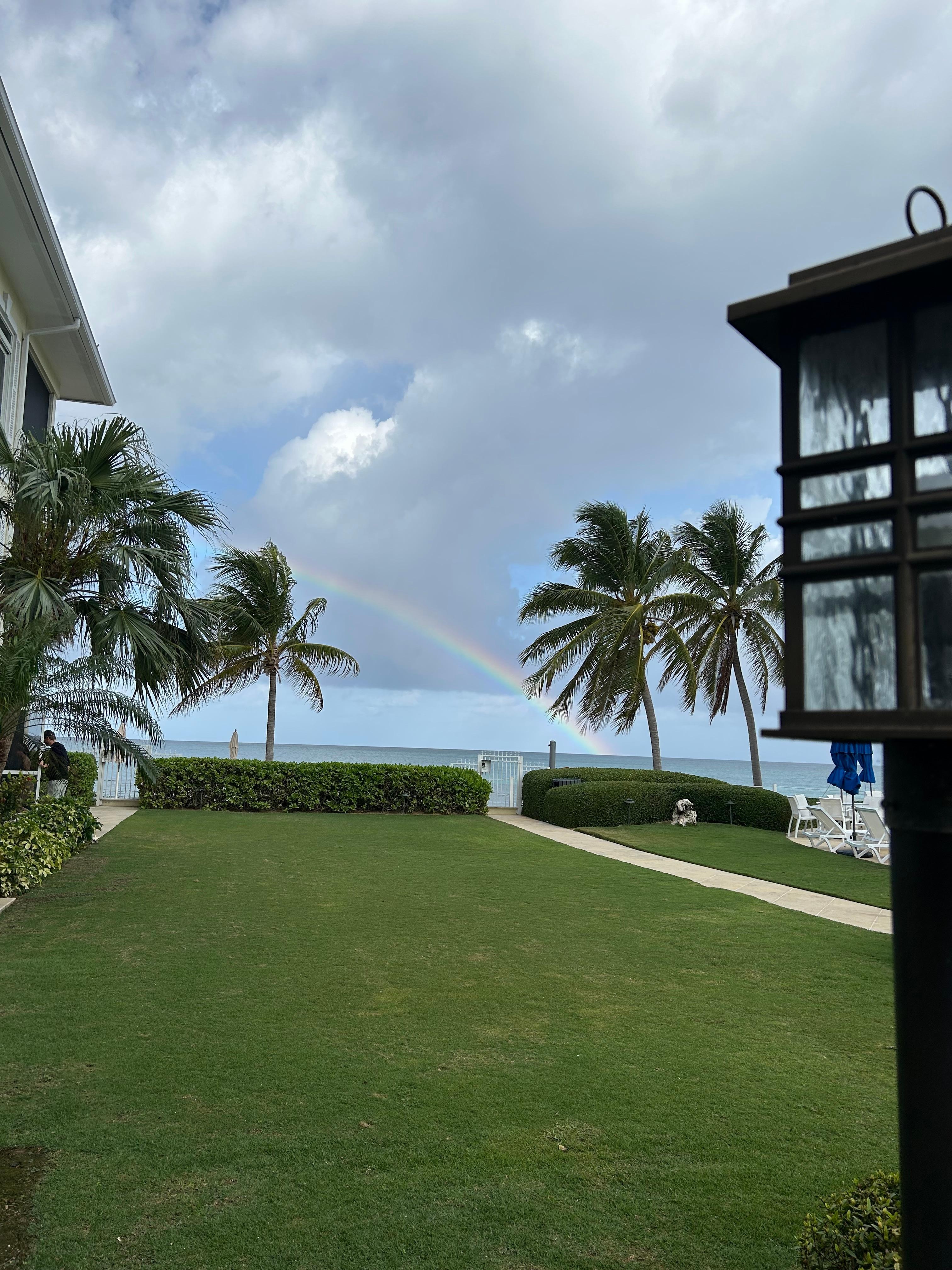 Rainbow over the ocean from the property.