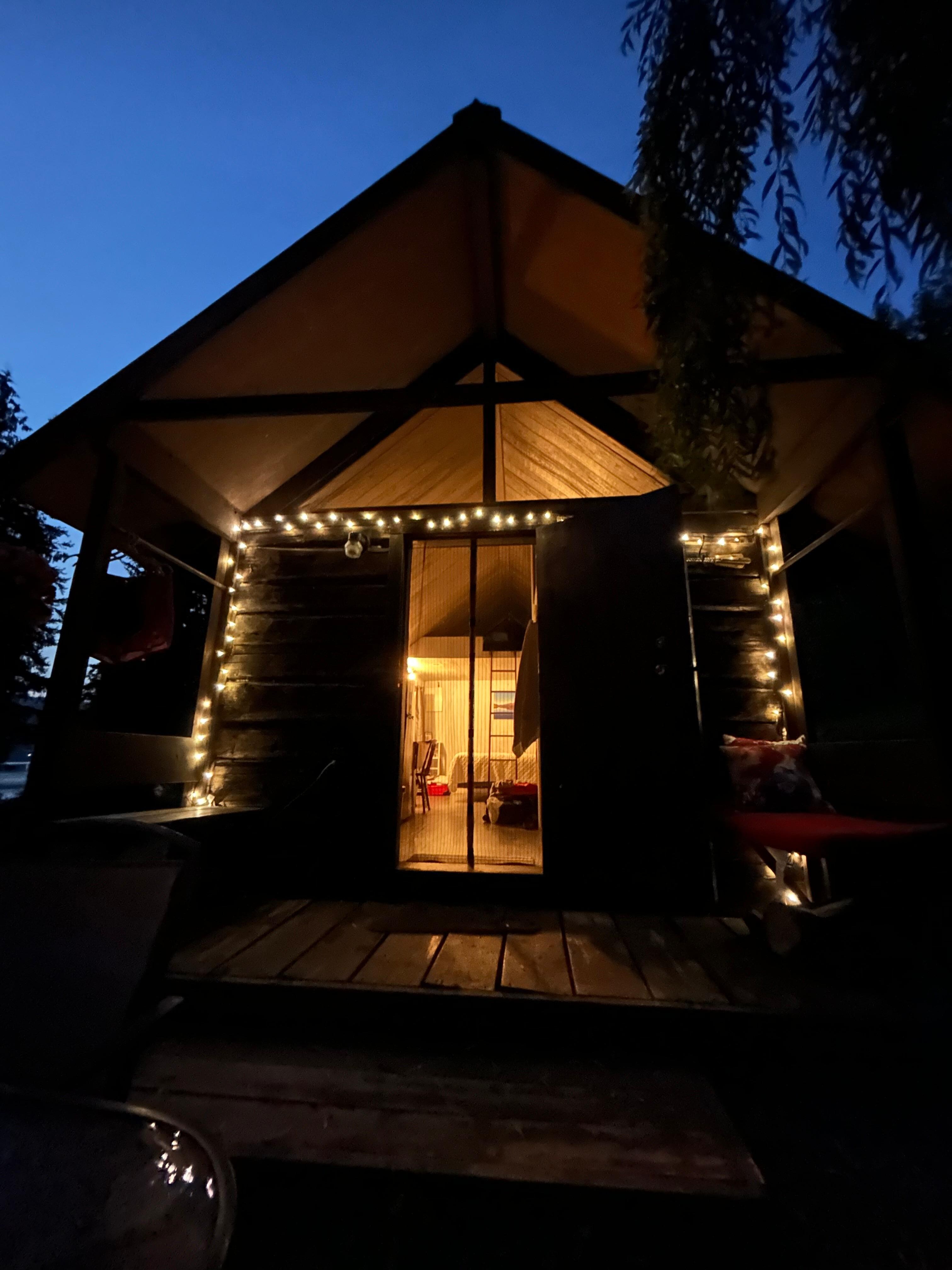 Cabin at night