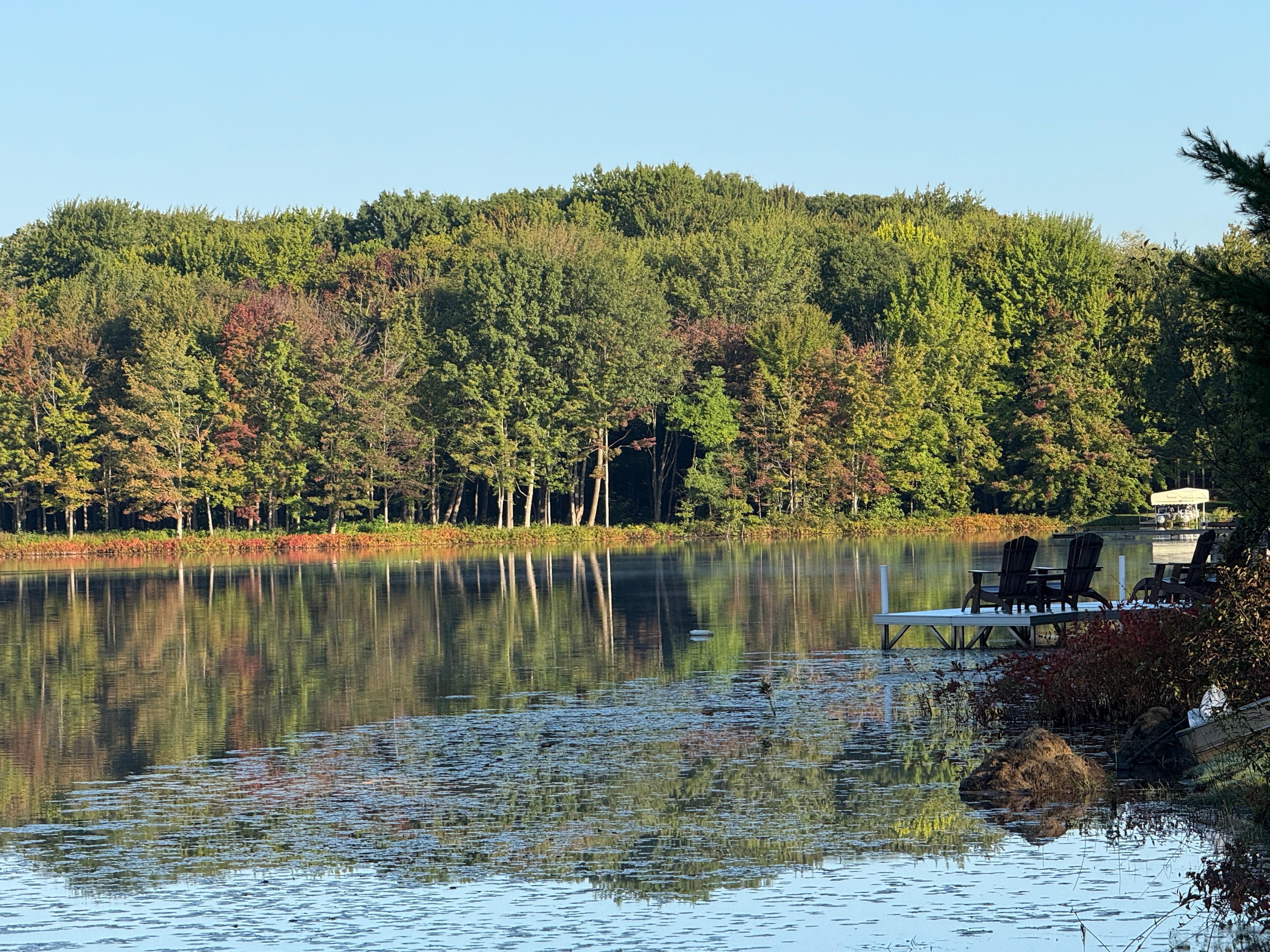 View of lake in the community (a short walk from the cabin) 