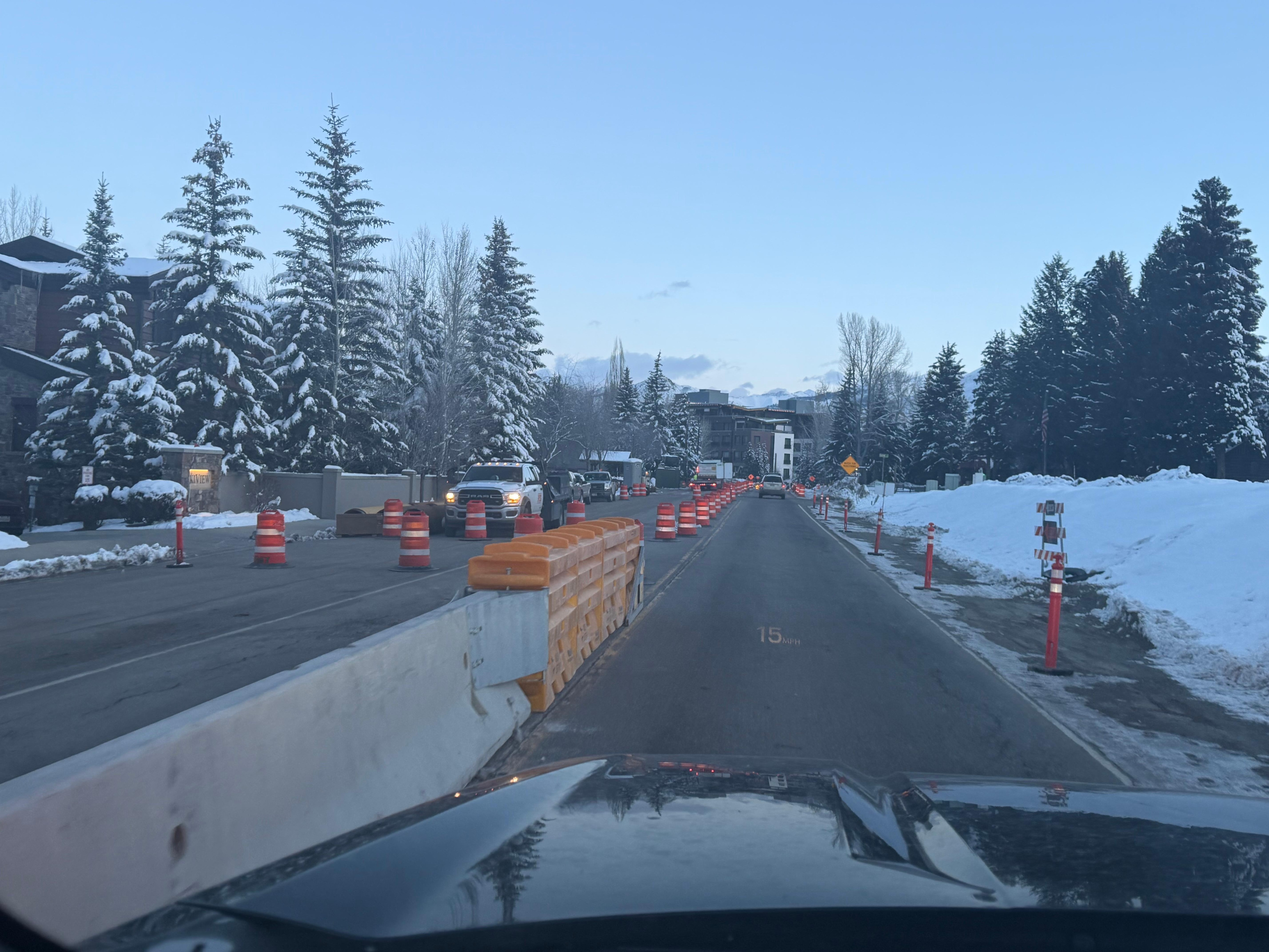 This illustrates the construction going on the road. The road is shut down one way so it is impossible to get back to the unit from the town without going through a detour