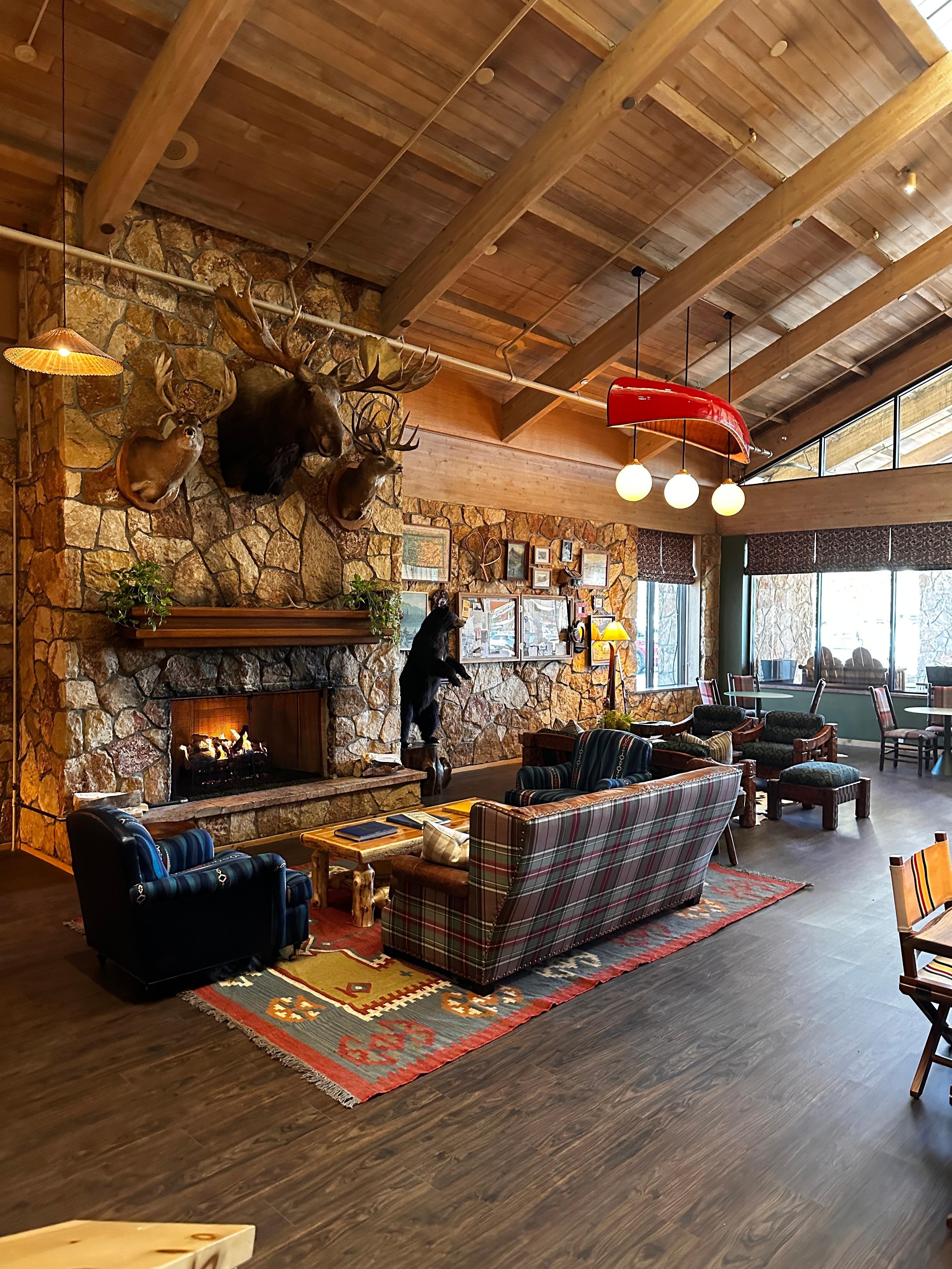 Adorable cabin style lobby 