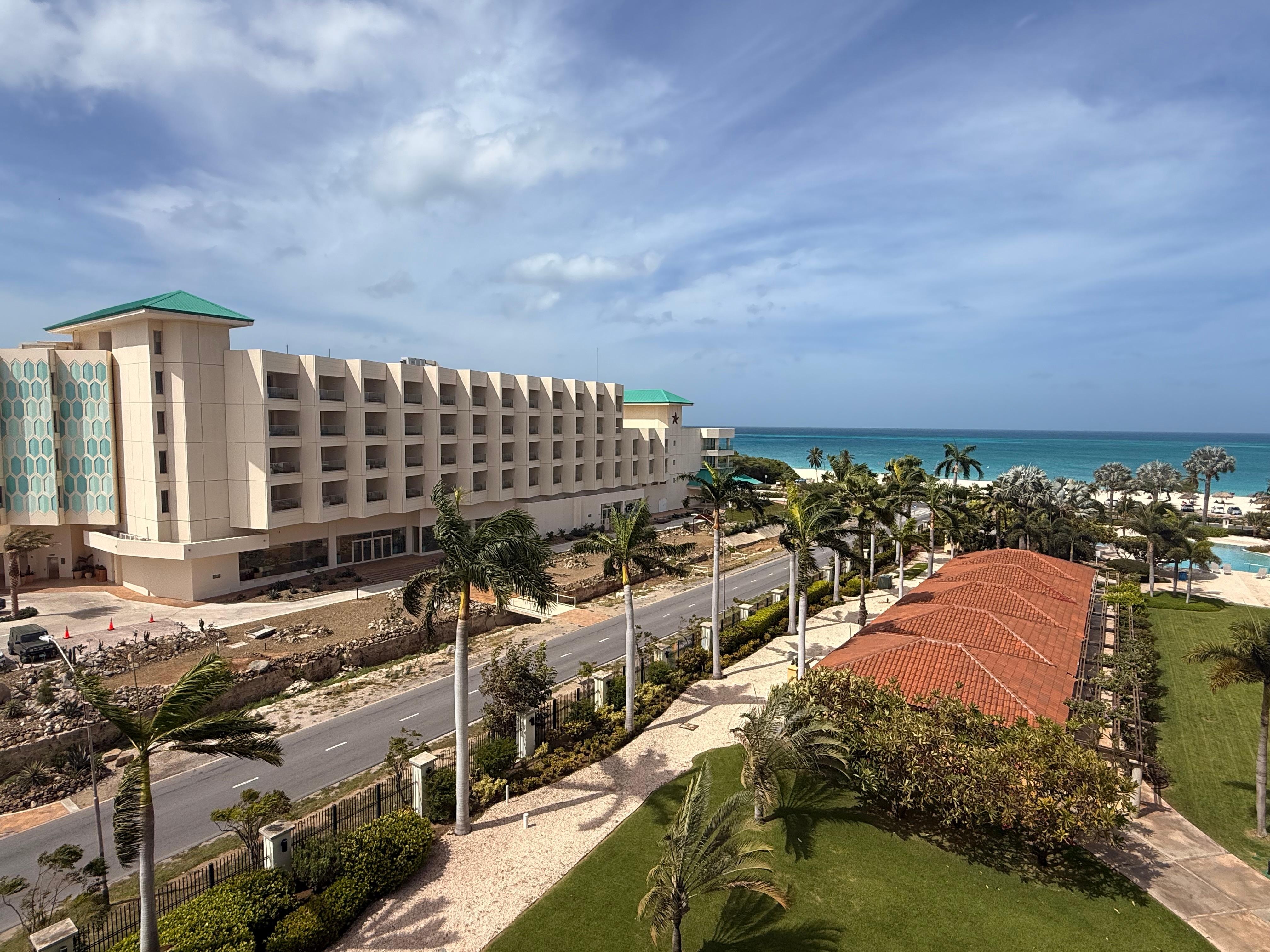 View from balcony out front.  You cannot see the sunset from this location because of the new hotel.