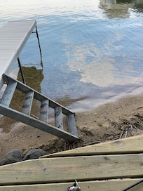 Steps down to lake from dock.