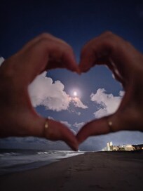 Moon light walk on the beach