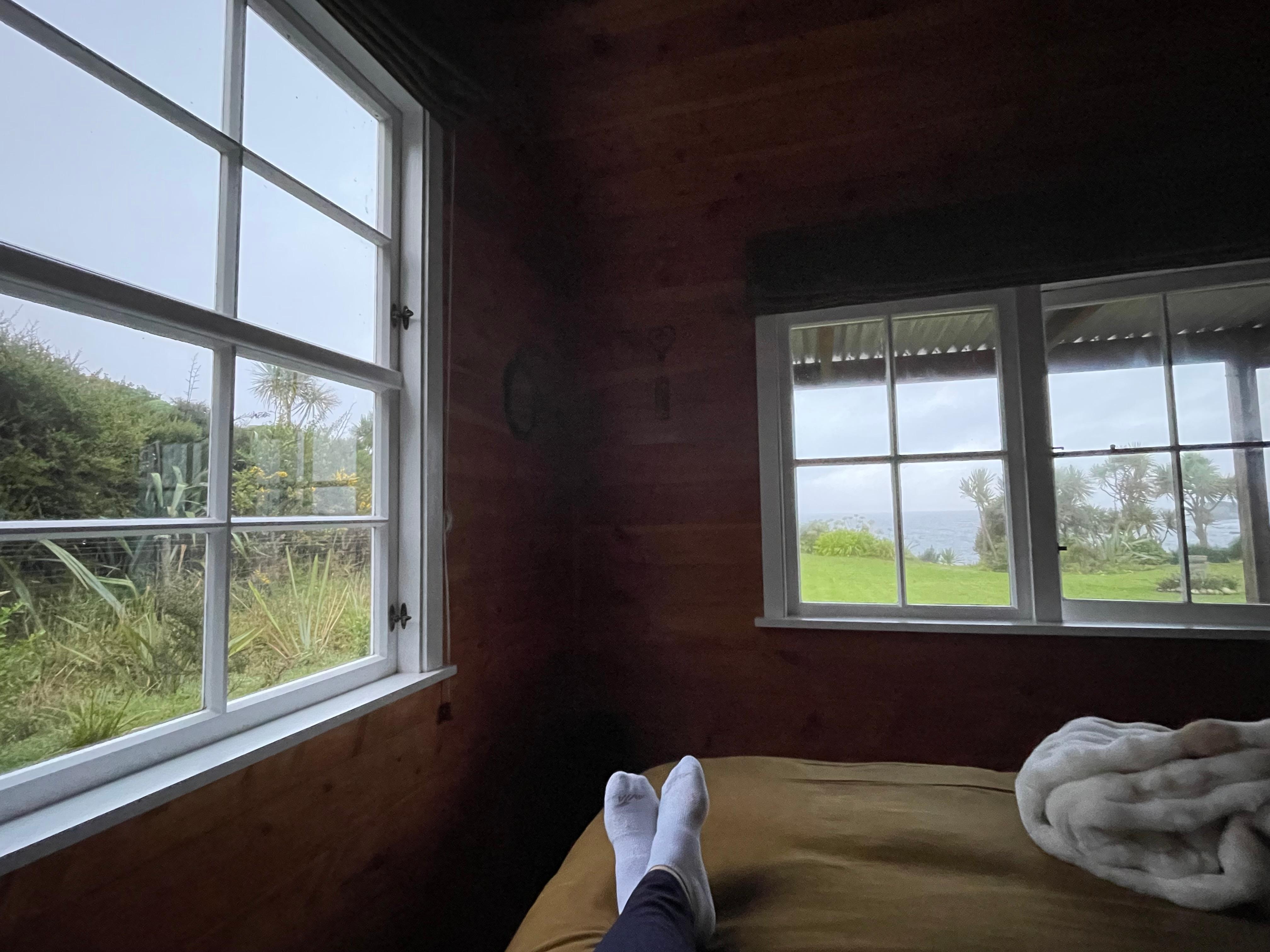 Cozy inside with a view.