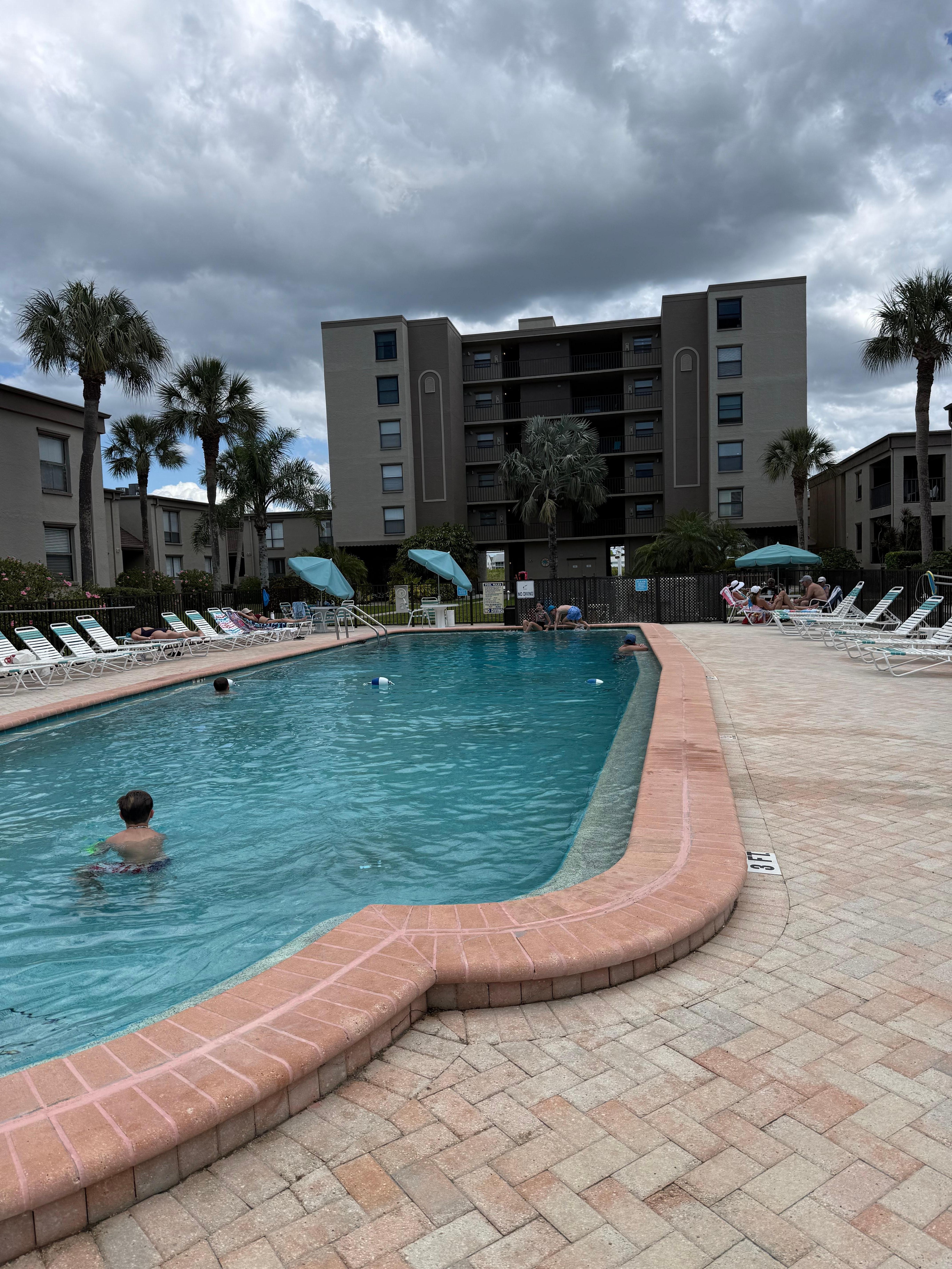 View of the pool when standing by it. 