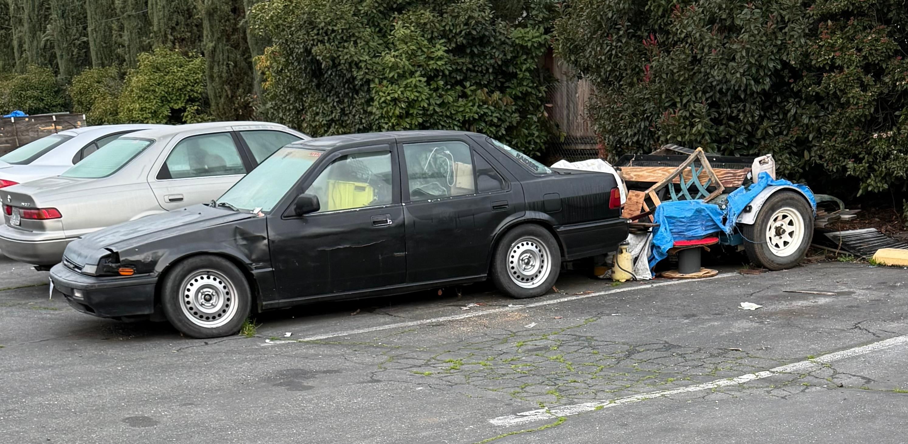 Parked a long time near the hotel rooms. 