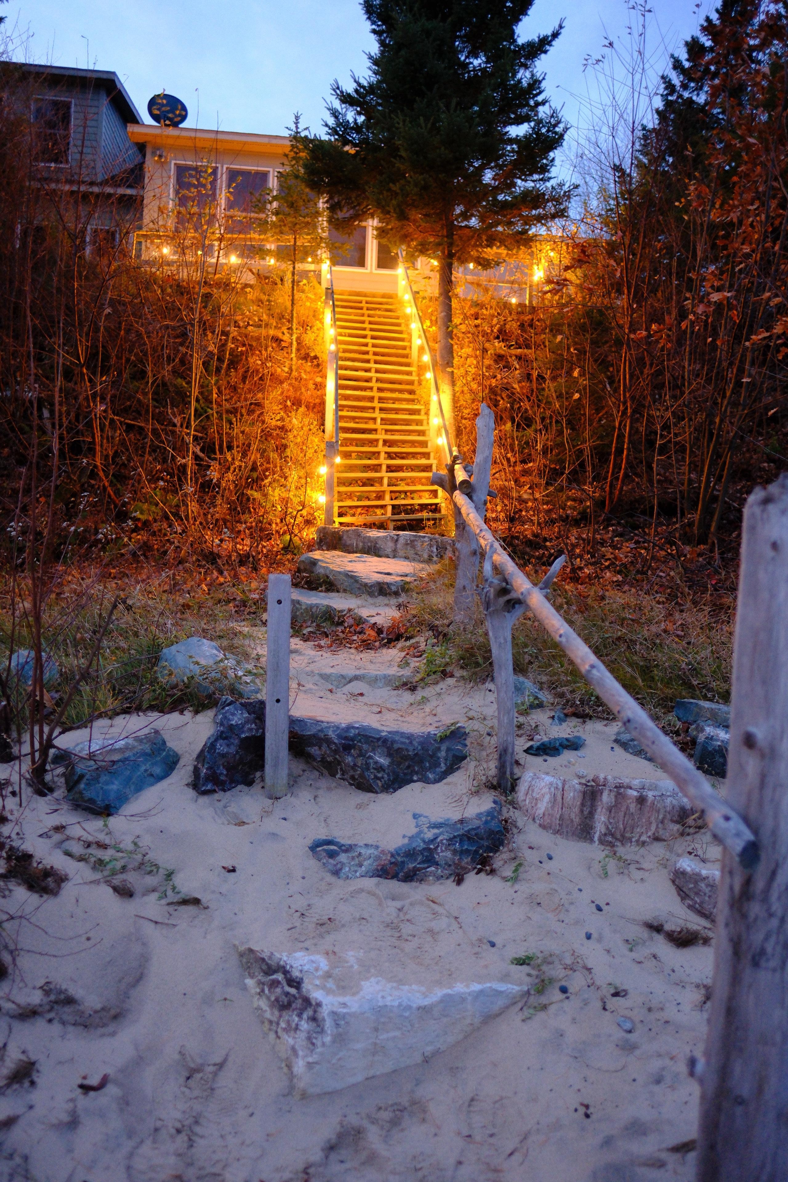 The step stones at the bottom of the stairs (beach access)