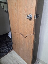Door was held together by a wood staple.