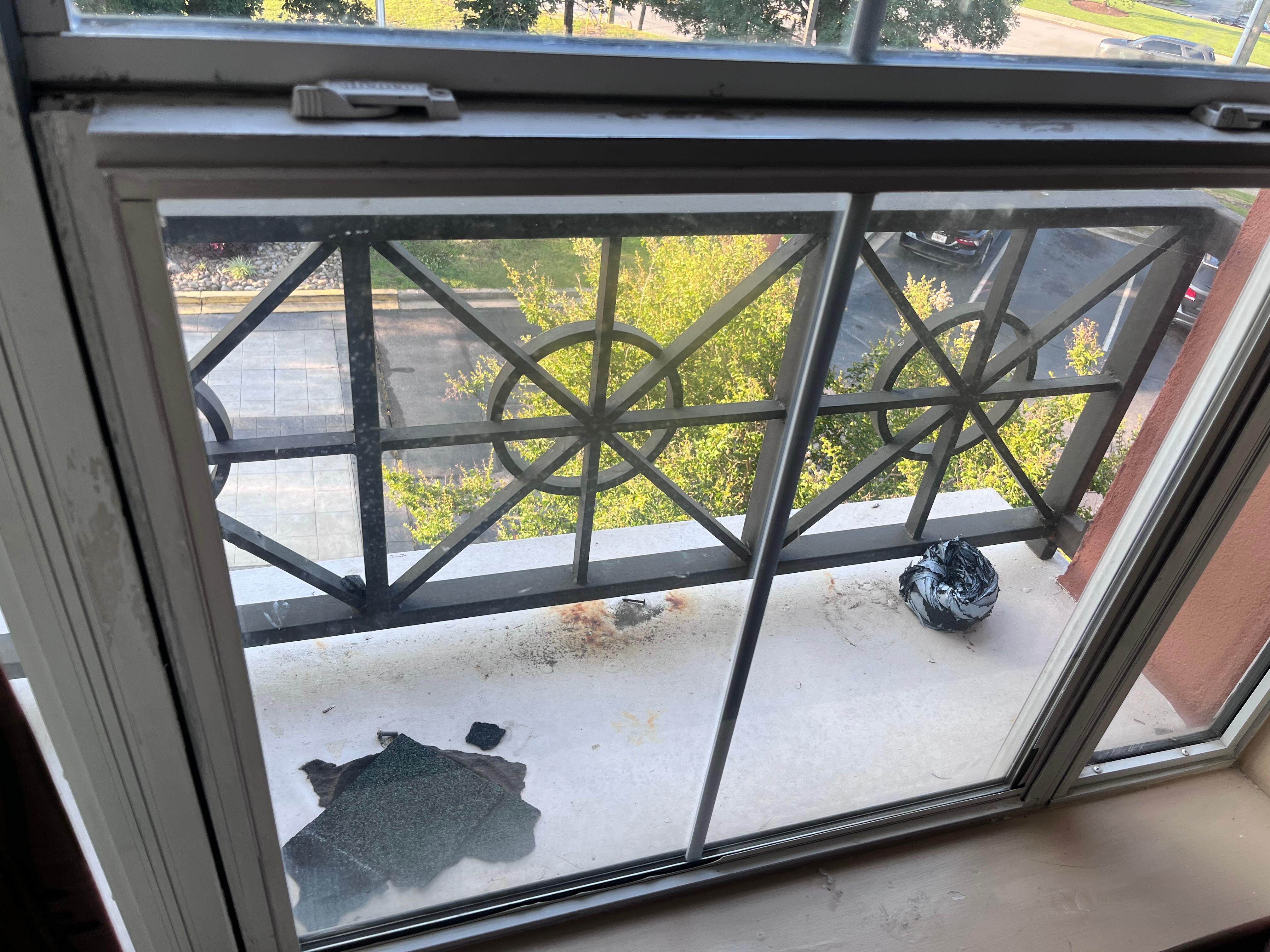 Garbage on window ledge