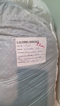 Old laundry service still in the closet.