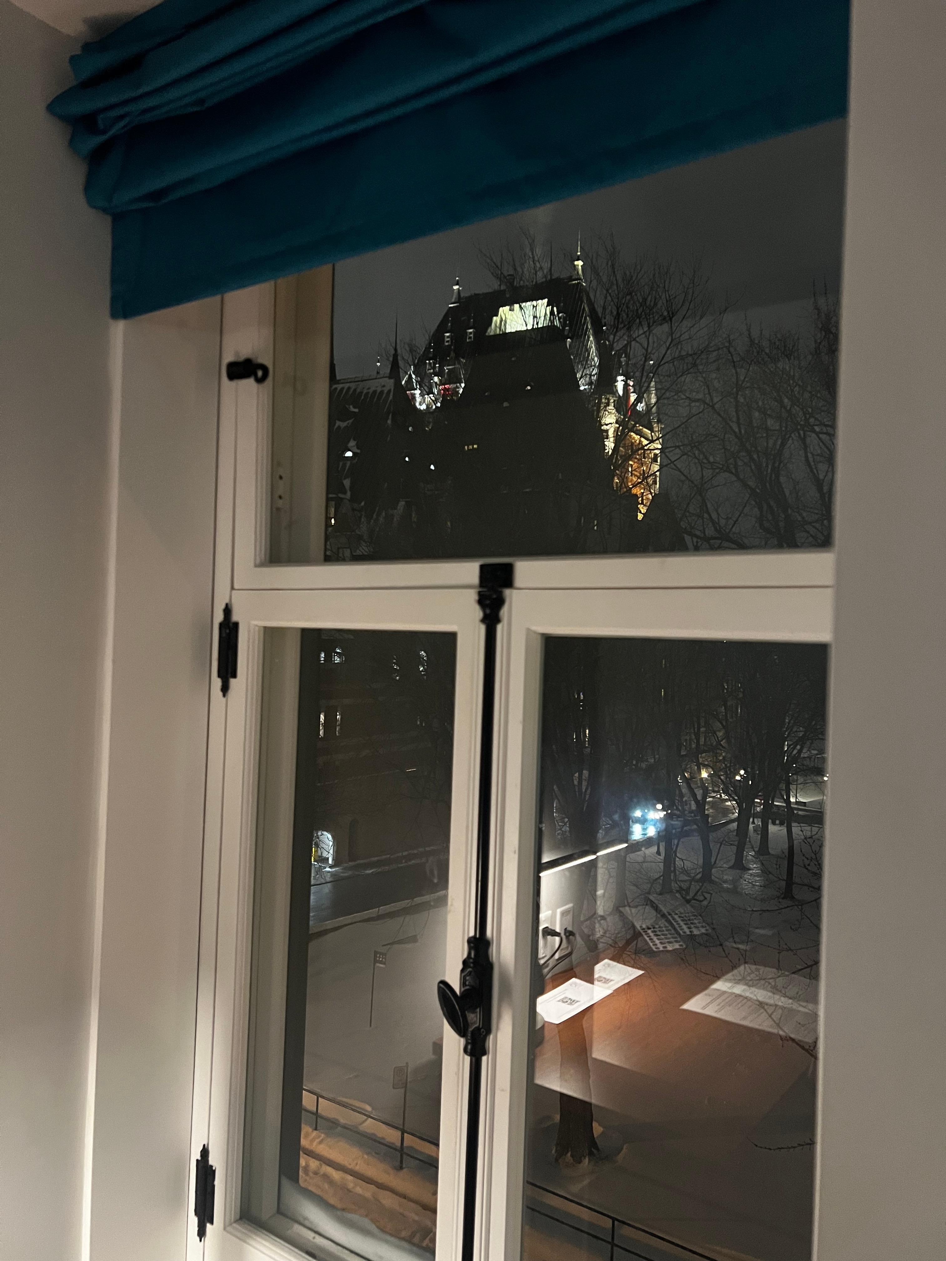 View of the Frontenac out the window 