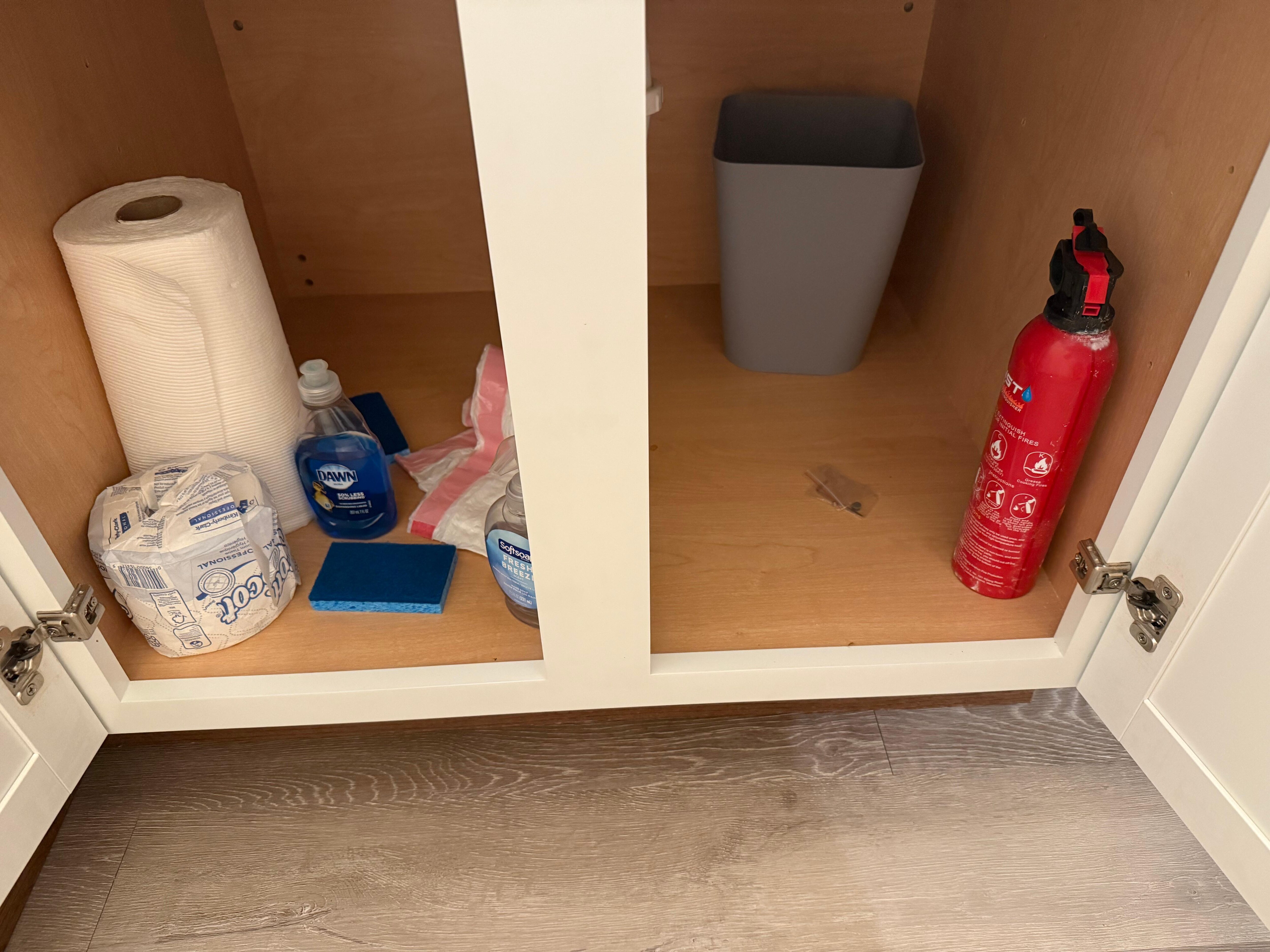 Cleaning supplies and mini fire extinguisher was a phenomenal touch