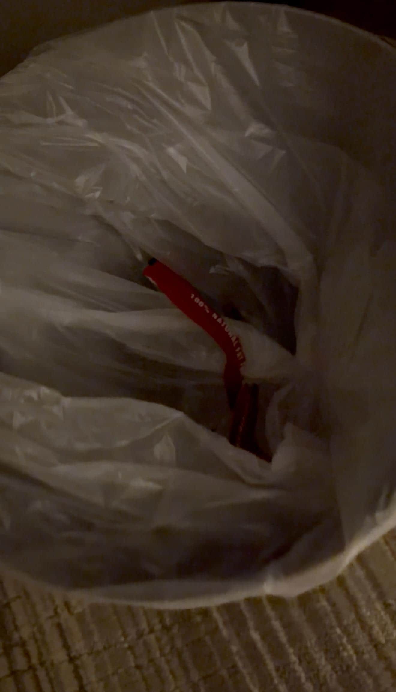 There was still garbage in the trash can 