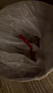 There was still garbage in the trash can