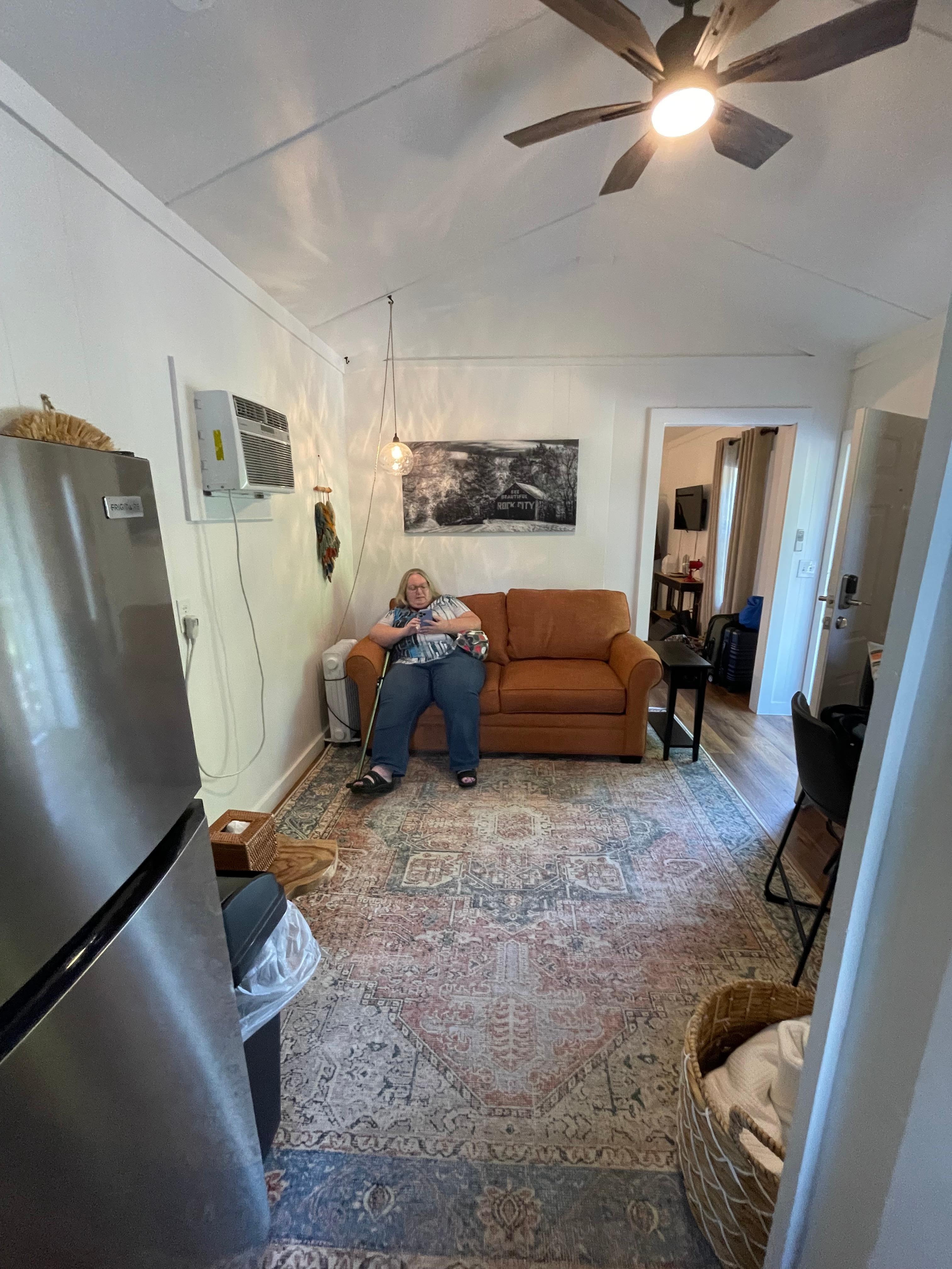 View from kitchen into the living room 