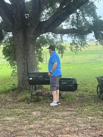 Preparing Father’s Day lunch on the pit!